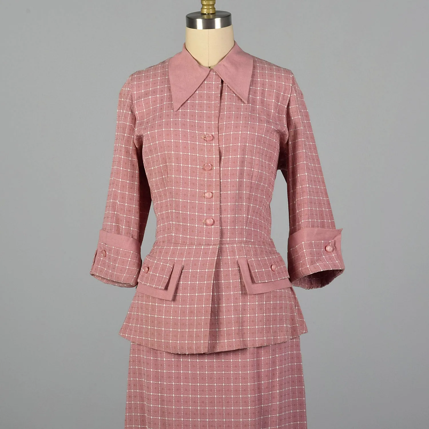 1950s Lightweight Pink Summer Skirt Suit