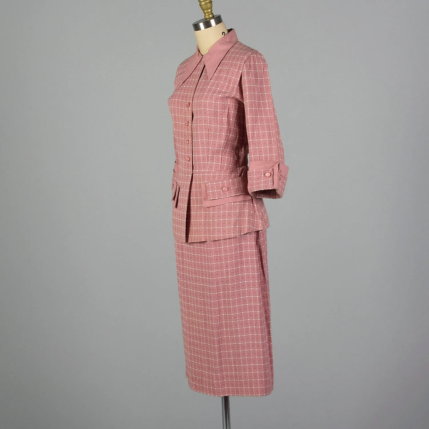 1950s Lightweight Pink Summer Skirt Suit