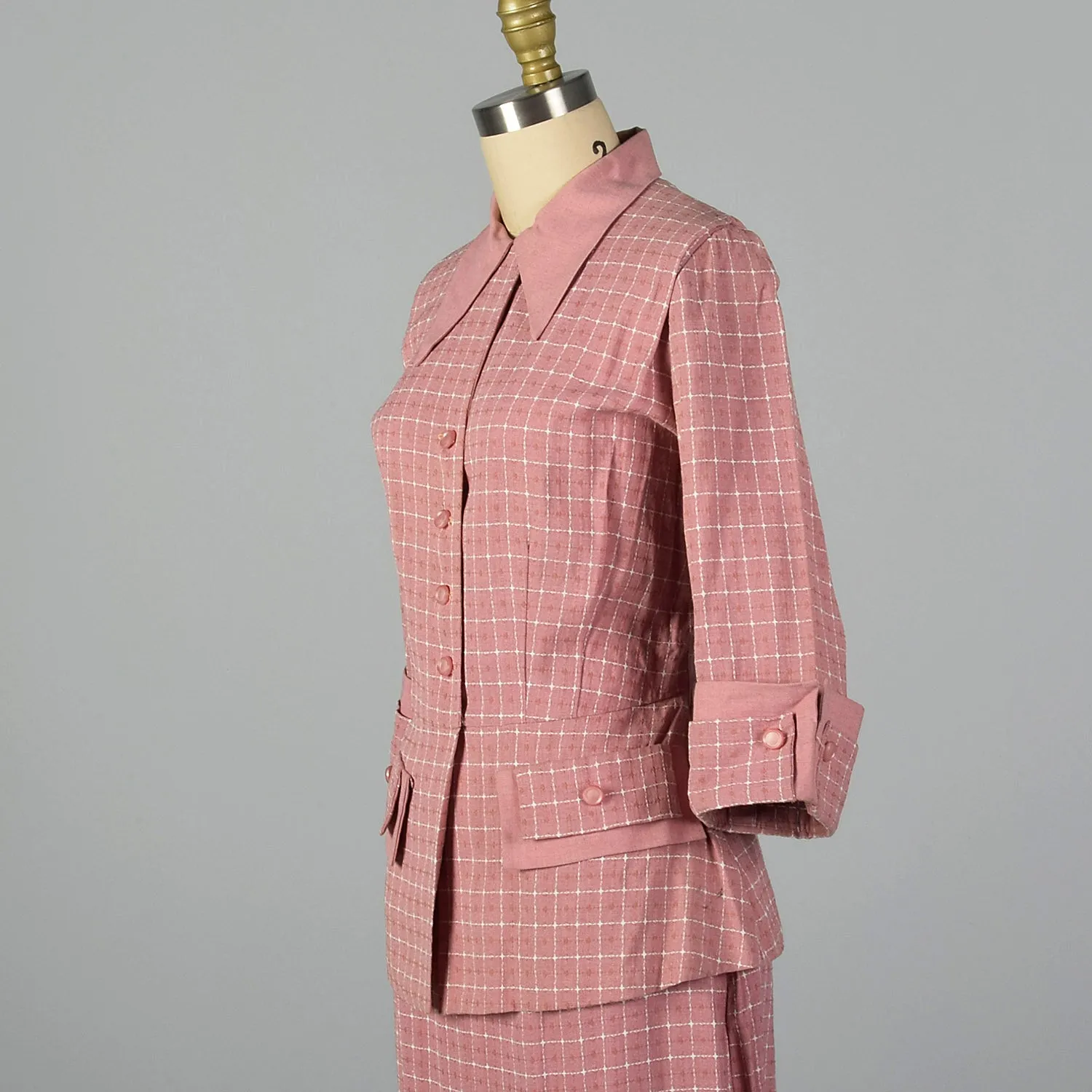1950s Lightweight Pink Summer Skirt Suit