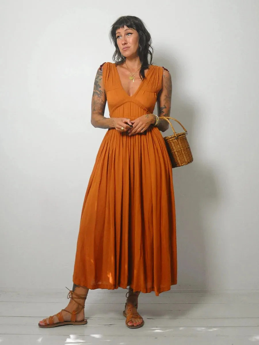 1970's Terracotta Drawstring Sundress