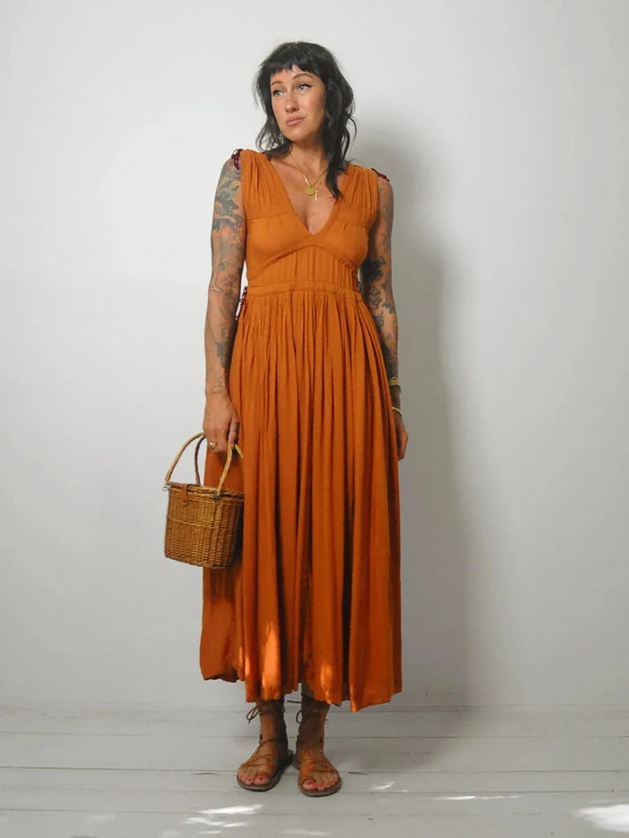 1970's Terracotta Drawstring Sundress