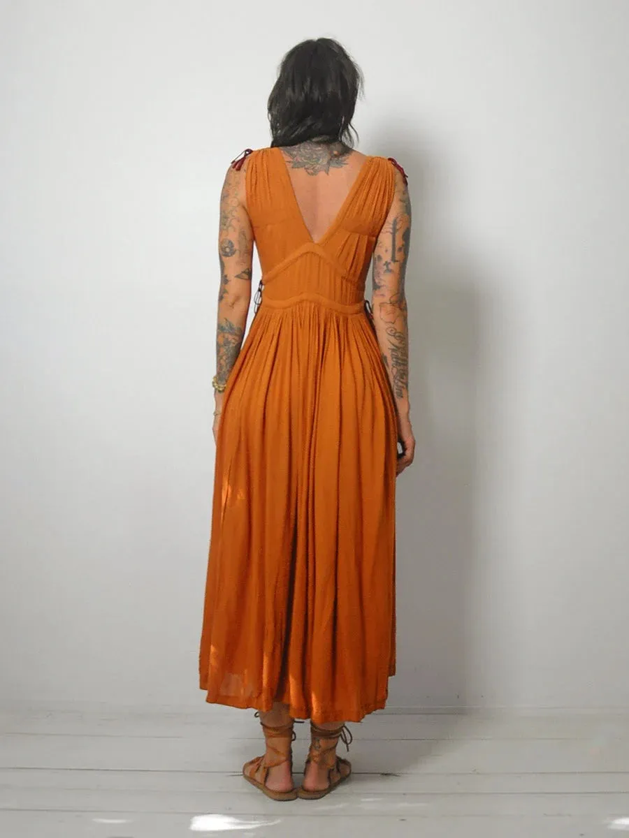 1970's Terracotta Drawstring Sundress