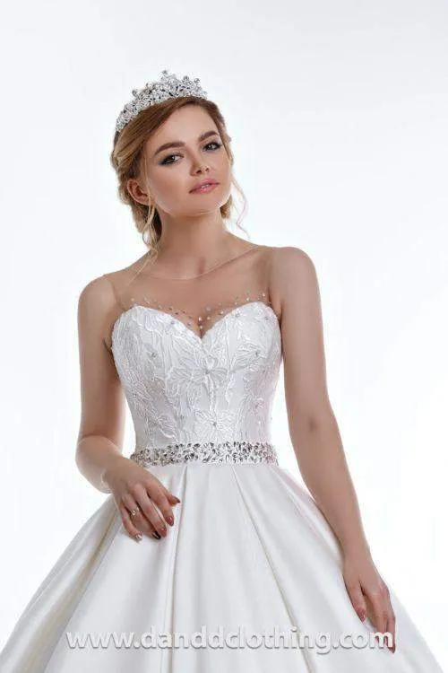 A-Line Wedding Gown, White Satin