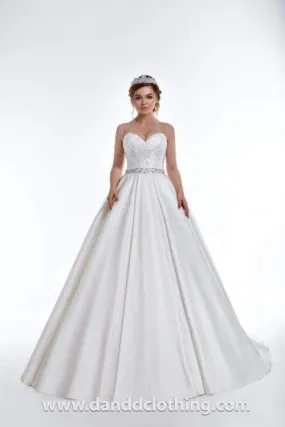 A-Line Wedding Gown, White Satin
