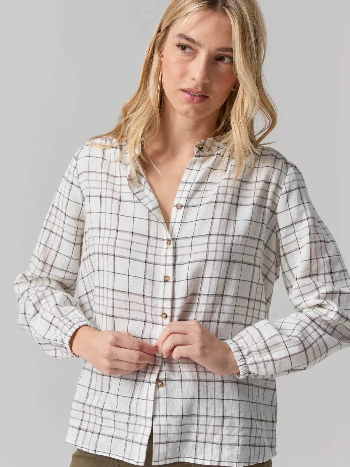 AS YOU ARE CHECKERED BUTTON DOWN TOP