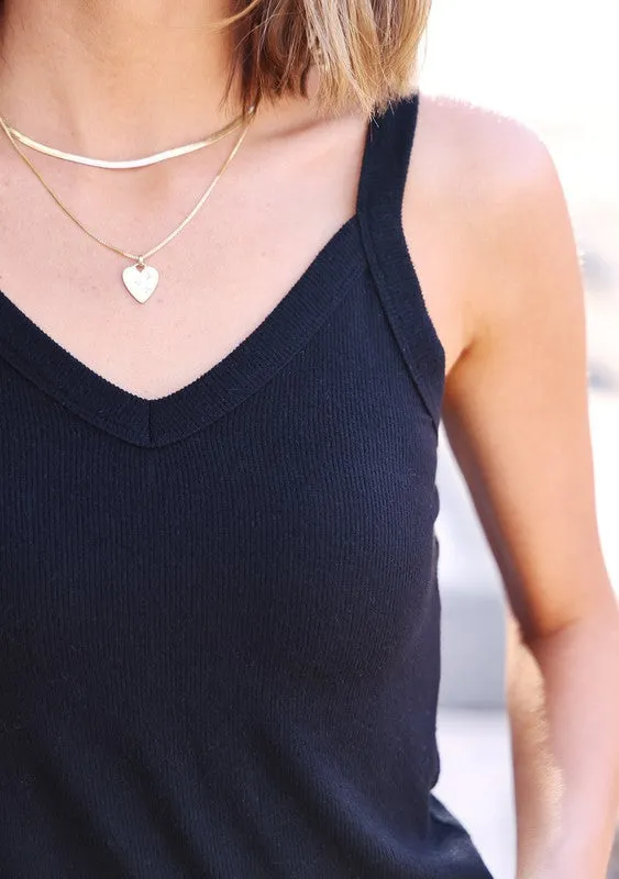 Bamboo Micro Rib Chunky Strap Tank Top