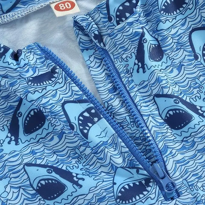 BemeUSWT Baby Boy Swimming Costume Baby Swimsuit 3 6 12 18 Months Infant Toddler Boys Swimwear Rash Guard Zipper One Piece Short