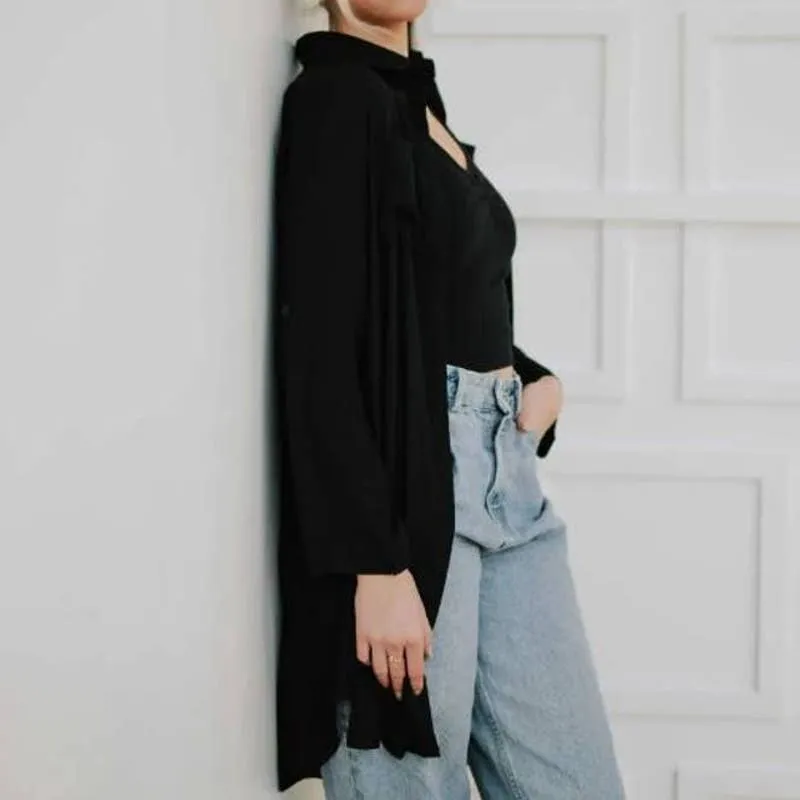 Black Oversized Summer Beach Shirt