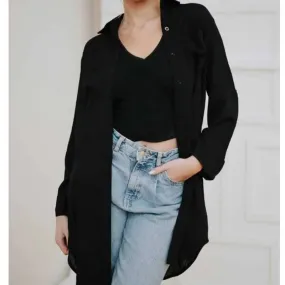 Black Oversized Summer Beach Shirt