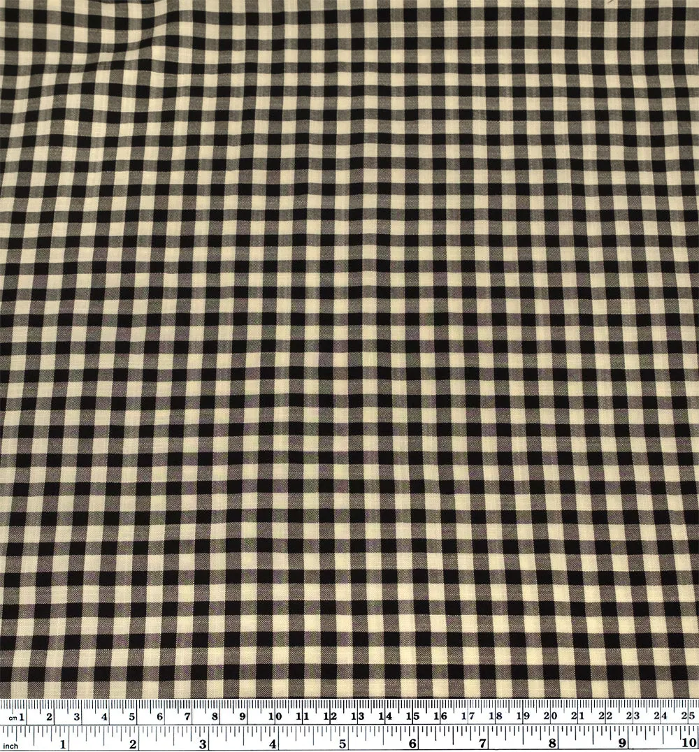 Bonbon Viscose Cotton Gingham - Black