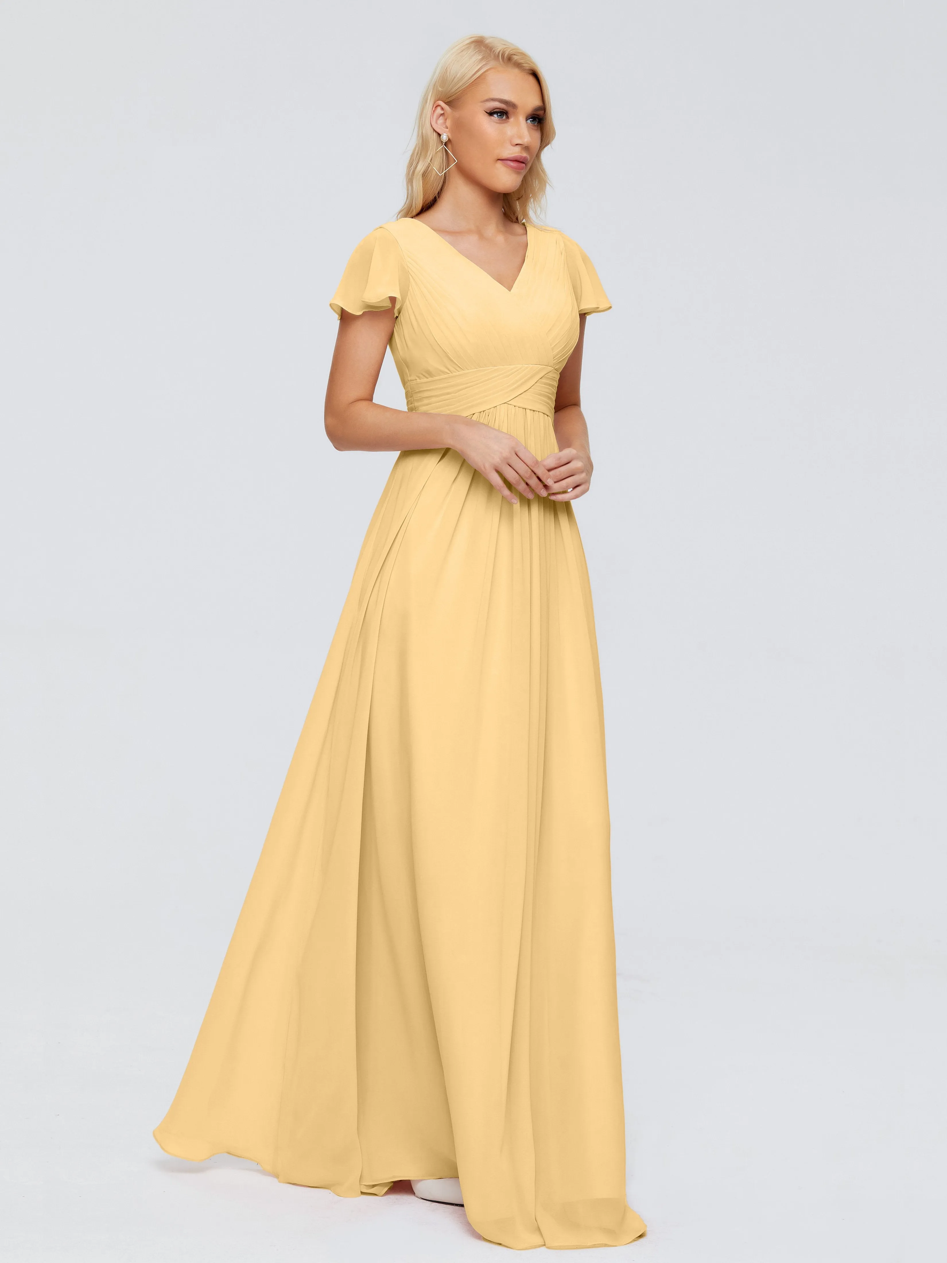 Charlie Cap Sleeves Elegant Chiffon Bridesmaid Dresses