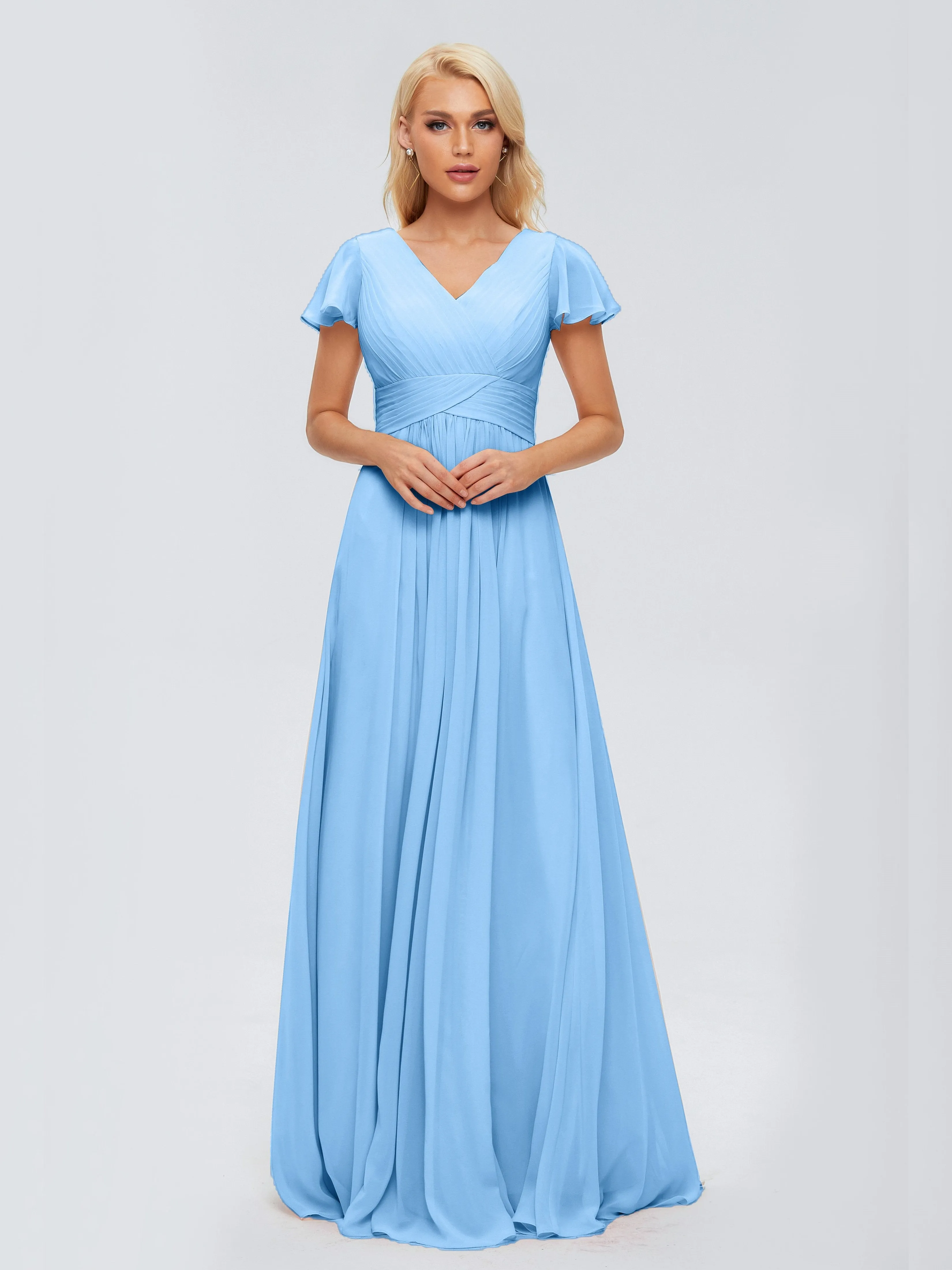 Charlie Cap Sleeves Elegant Chiffon Bridesmaid Dresses