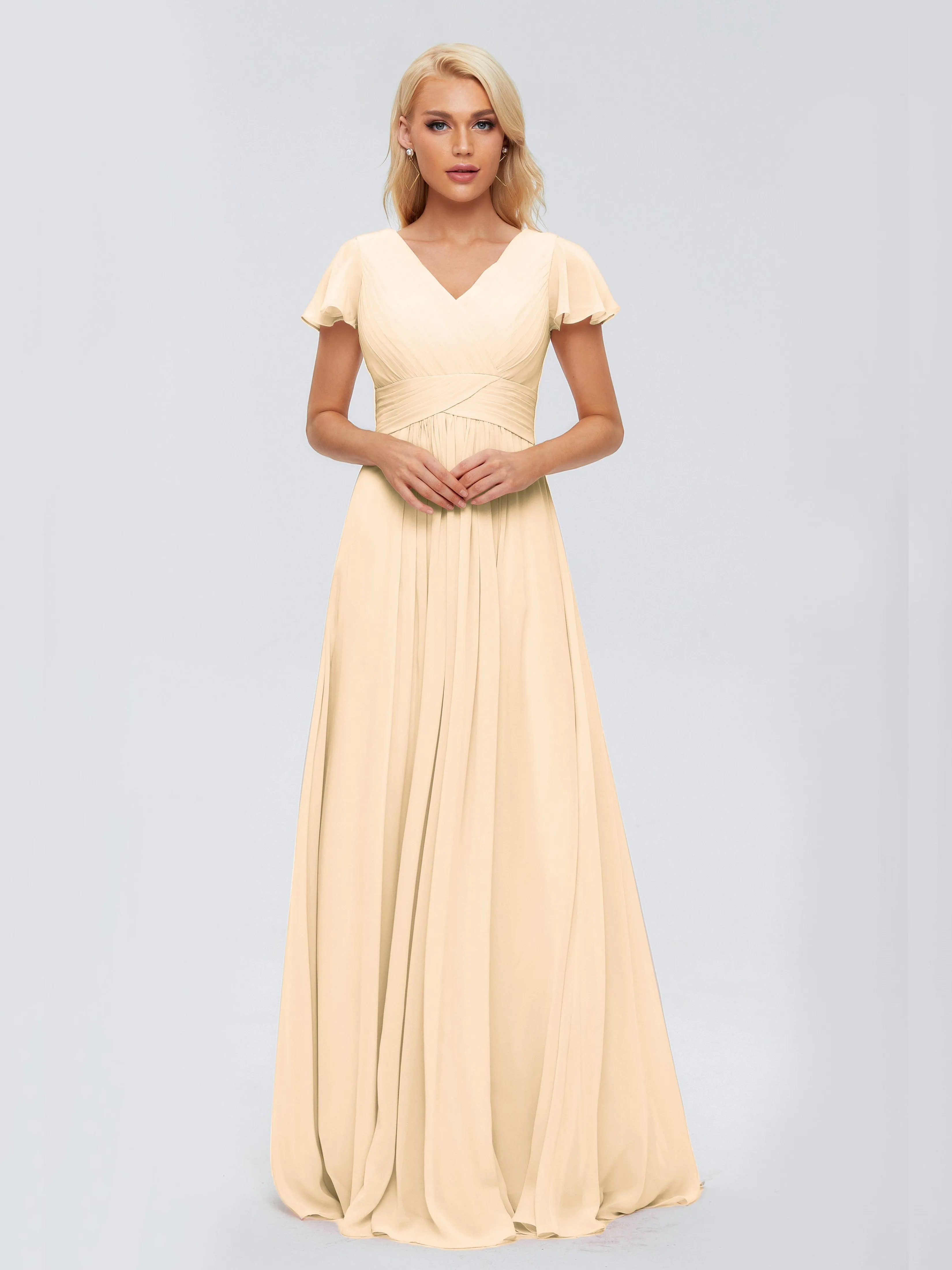 Charlie Cap Sleeves Elegant Chiffon Bridesmaid Dresses