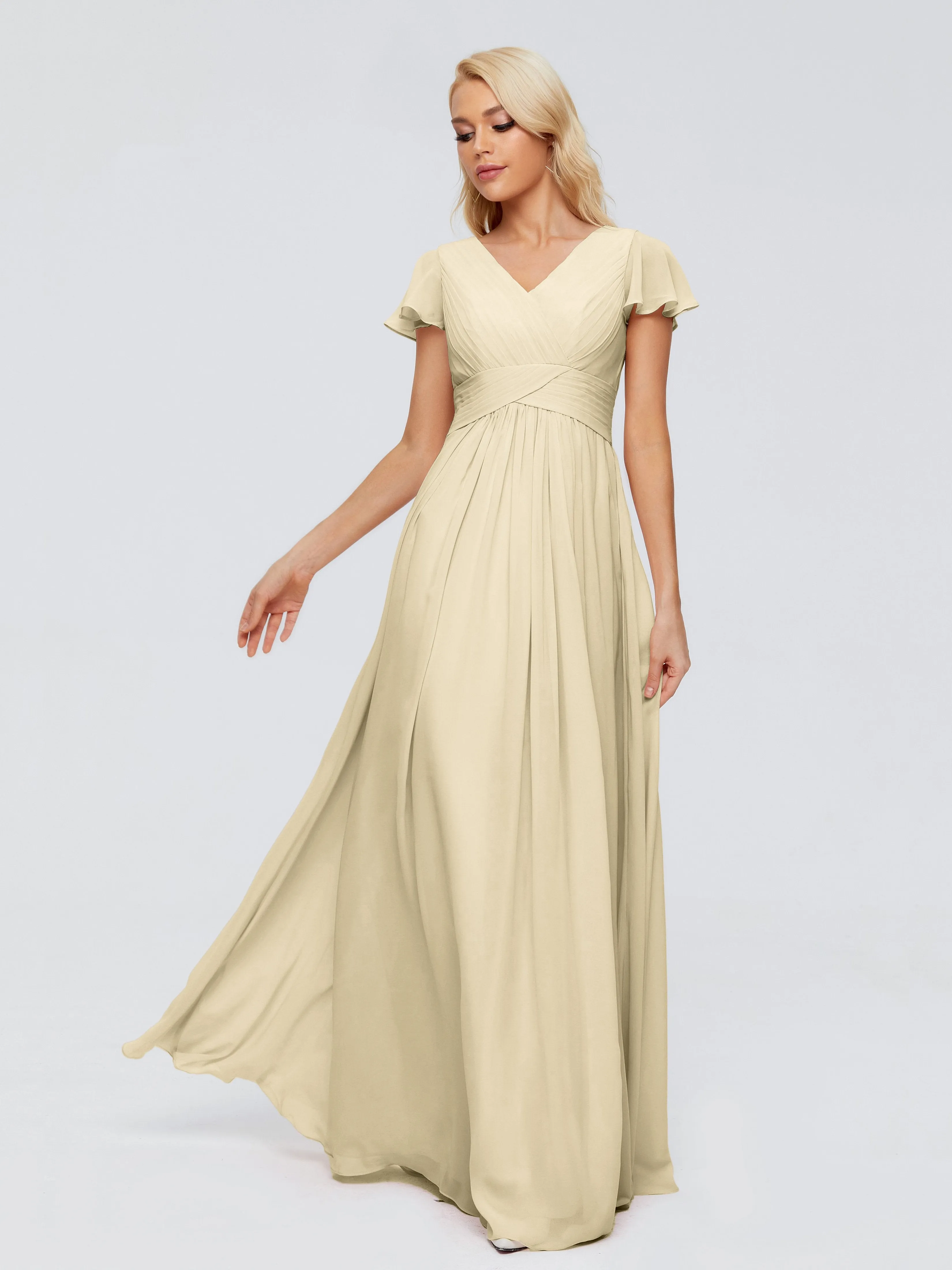 Charlie Cap Sleeves Elegant Chiffon Bridesmaid Dresses