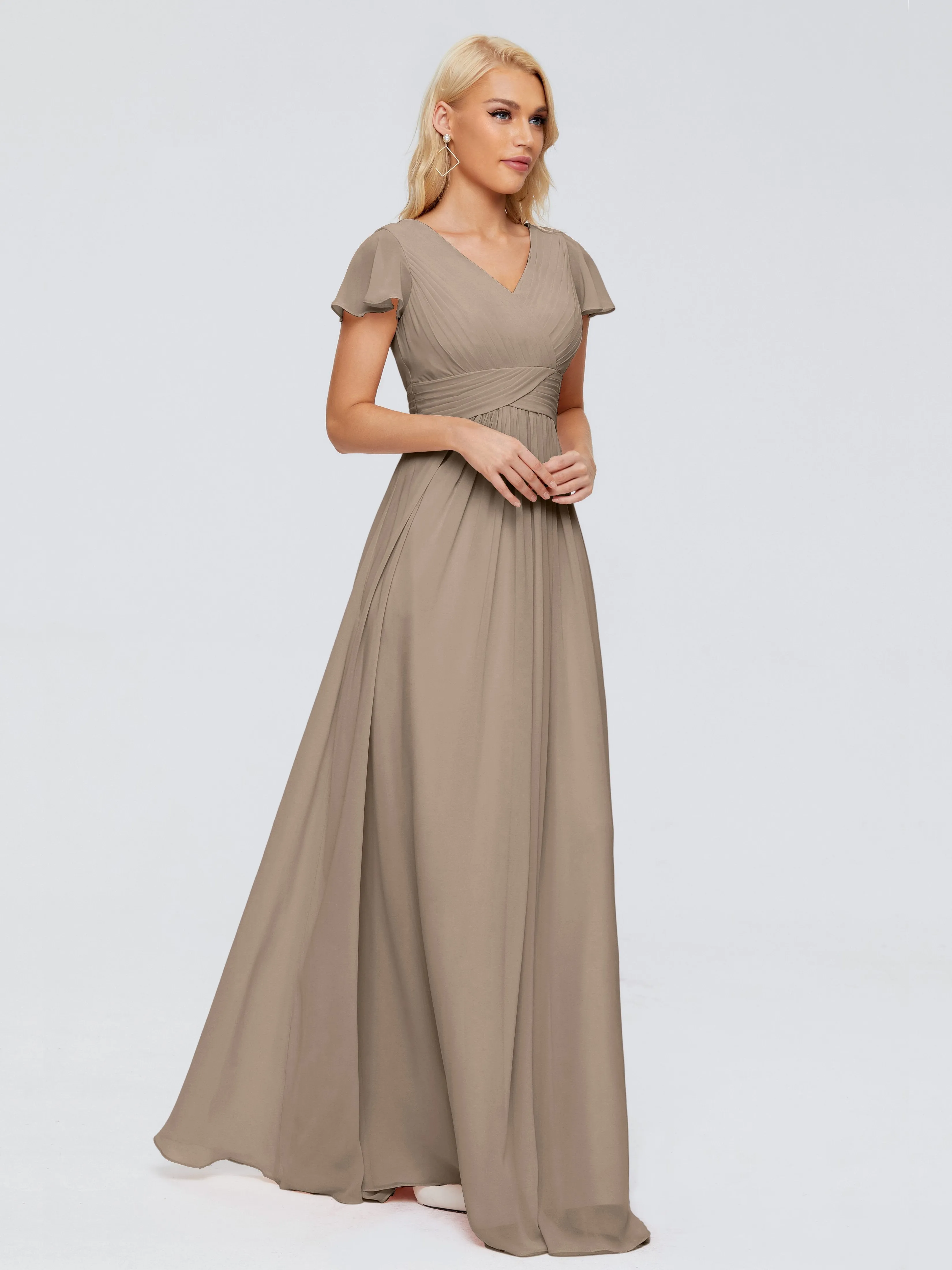 Charlie Cap Sleeves Elegant Chiffon Bridesmaid Dresses