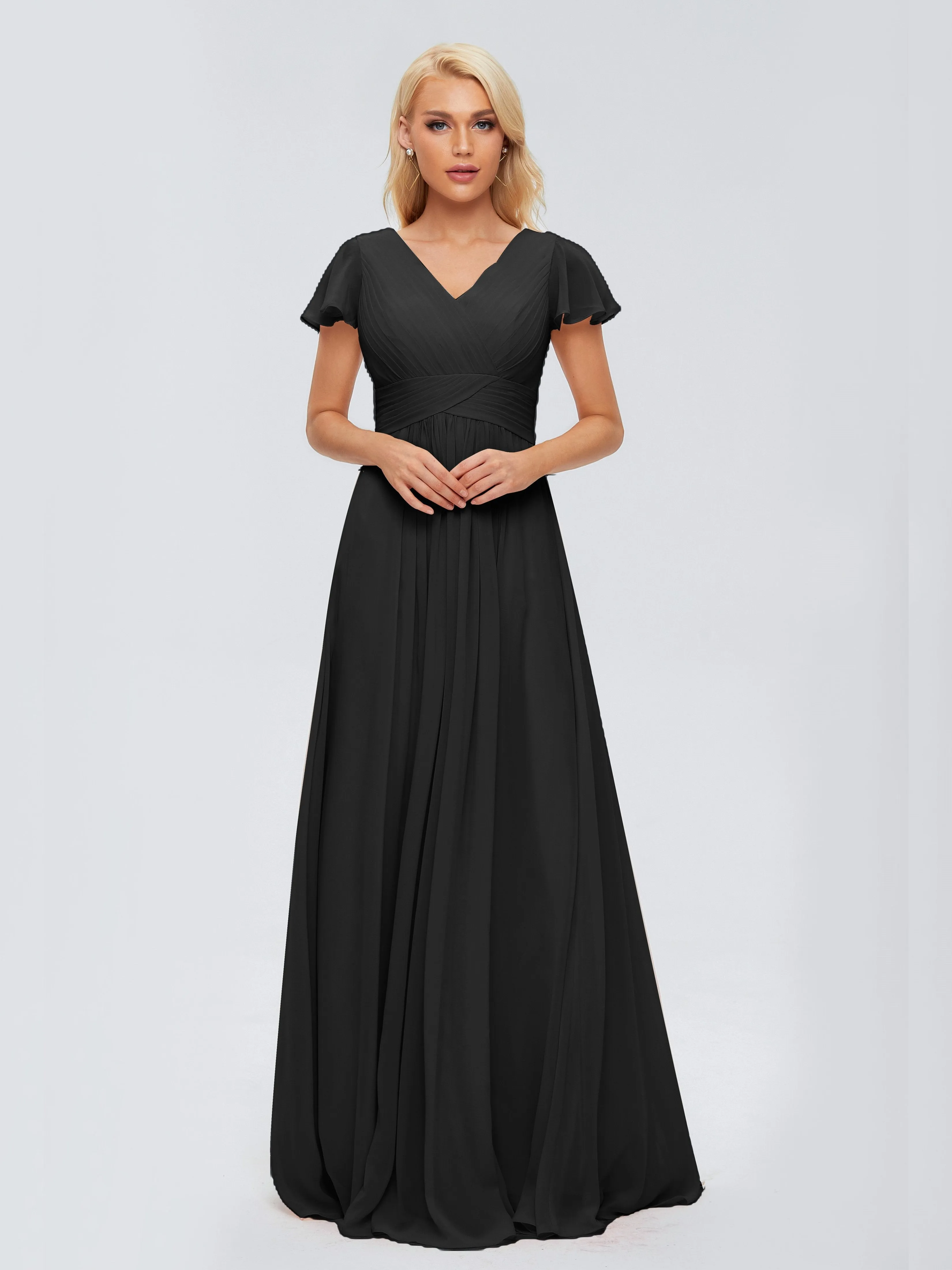 Charlie Cap Sleeves Elegant Chiffon Bridesmaid Dresses