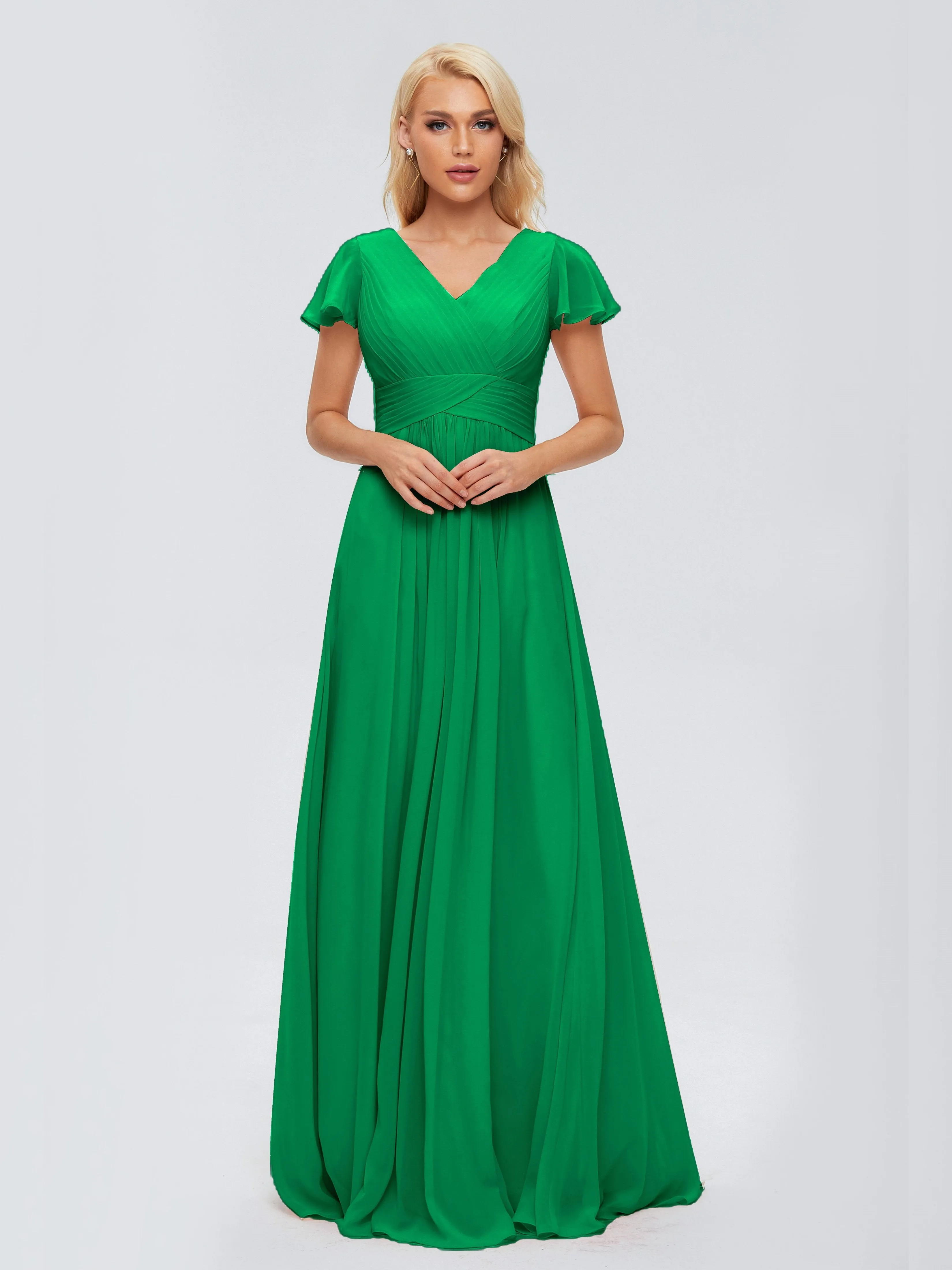 Charlie Cap Sleeves Elegant Chiffon Bridesmaid Dresses