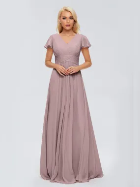 Charlie Cap Sleeves Elegant Chiffon Bridesmaid Dresses