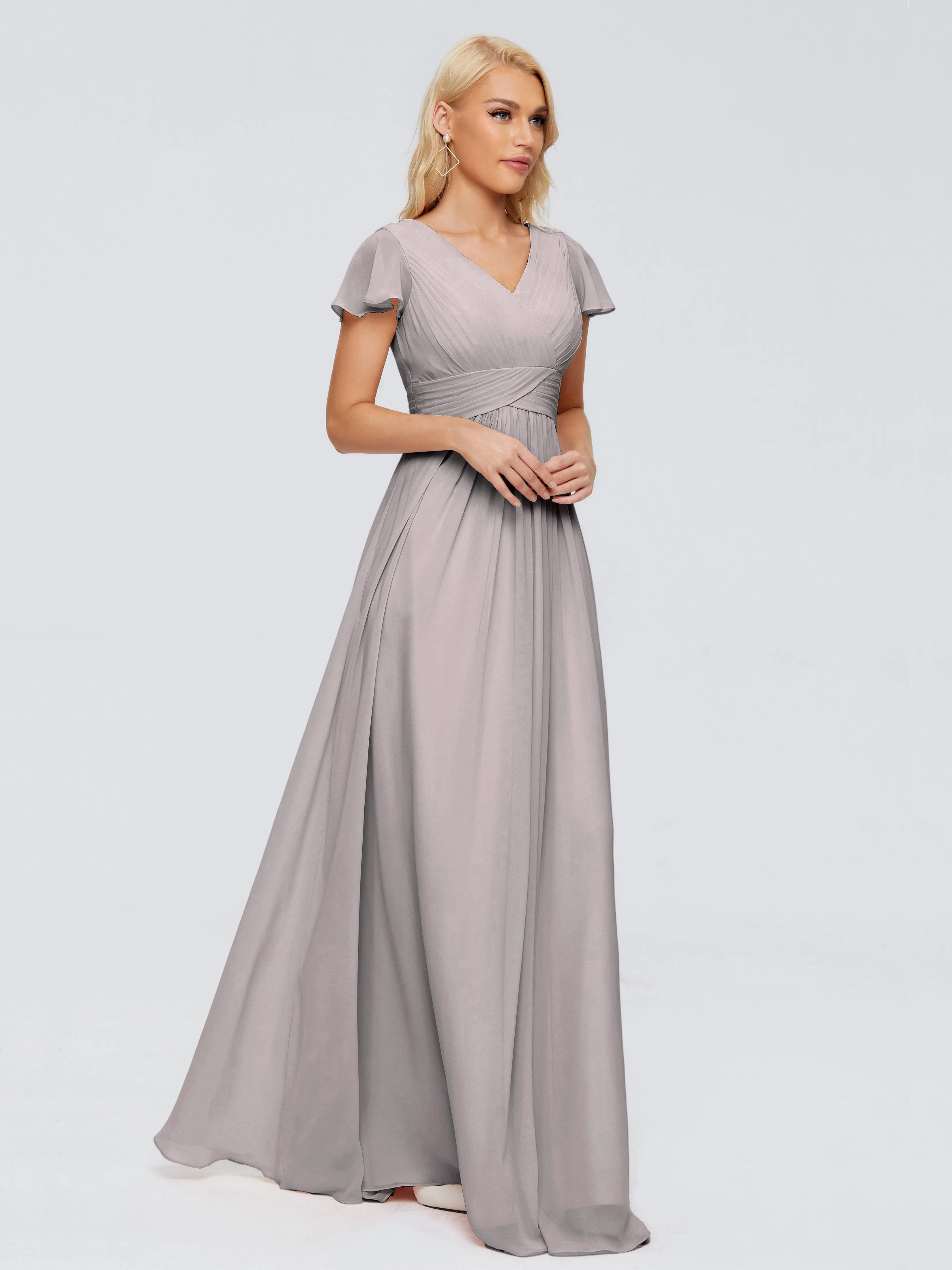 Charlie Cap Sleeves Elegant Chiffon Bridesmaid Dresses