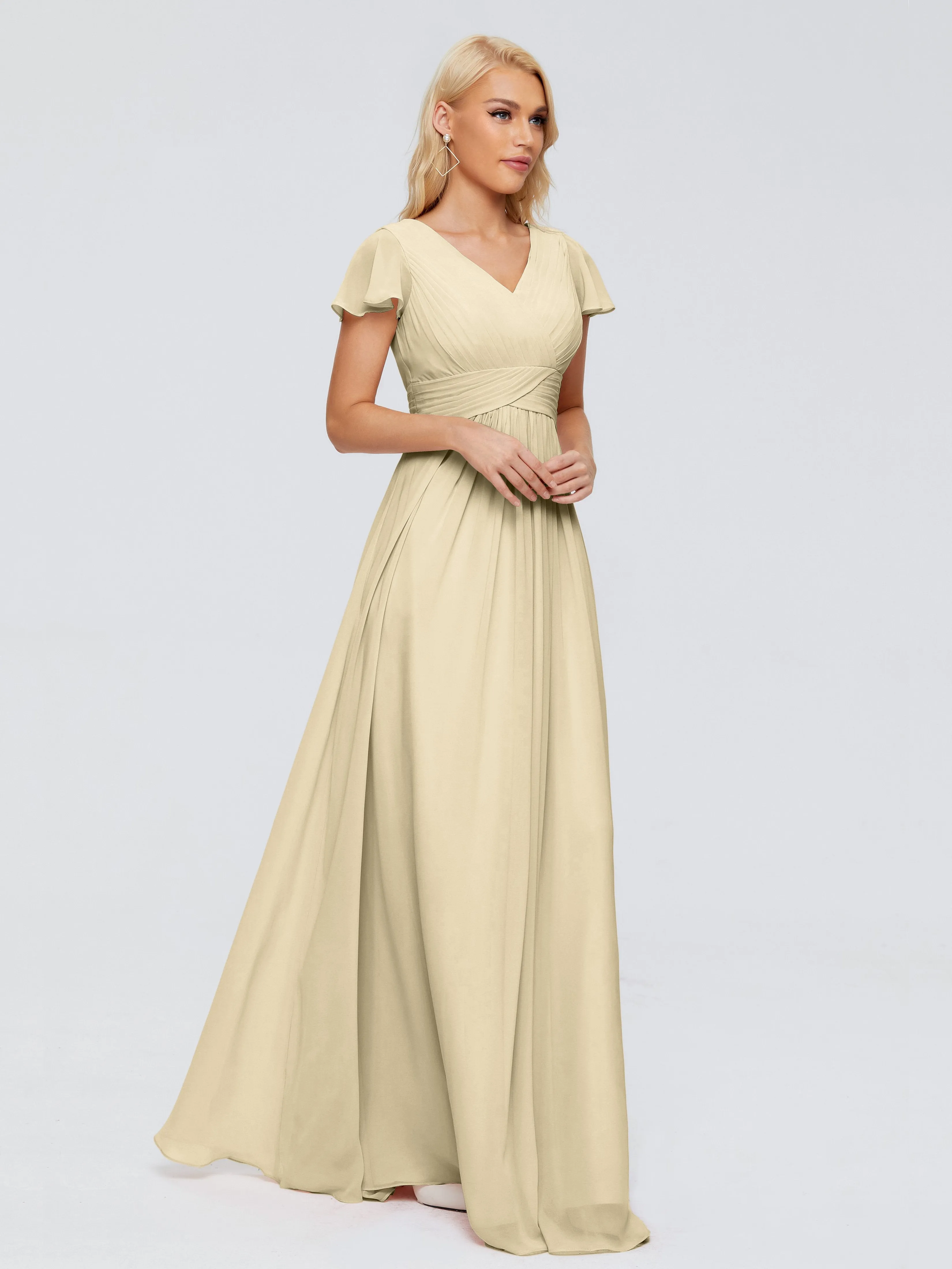 Charlie Cap Sleeves Elegant Chiffon Bridesmaid Dresses