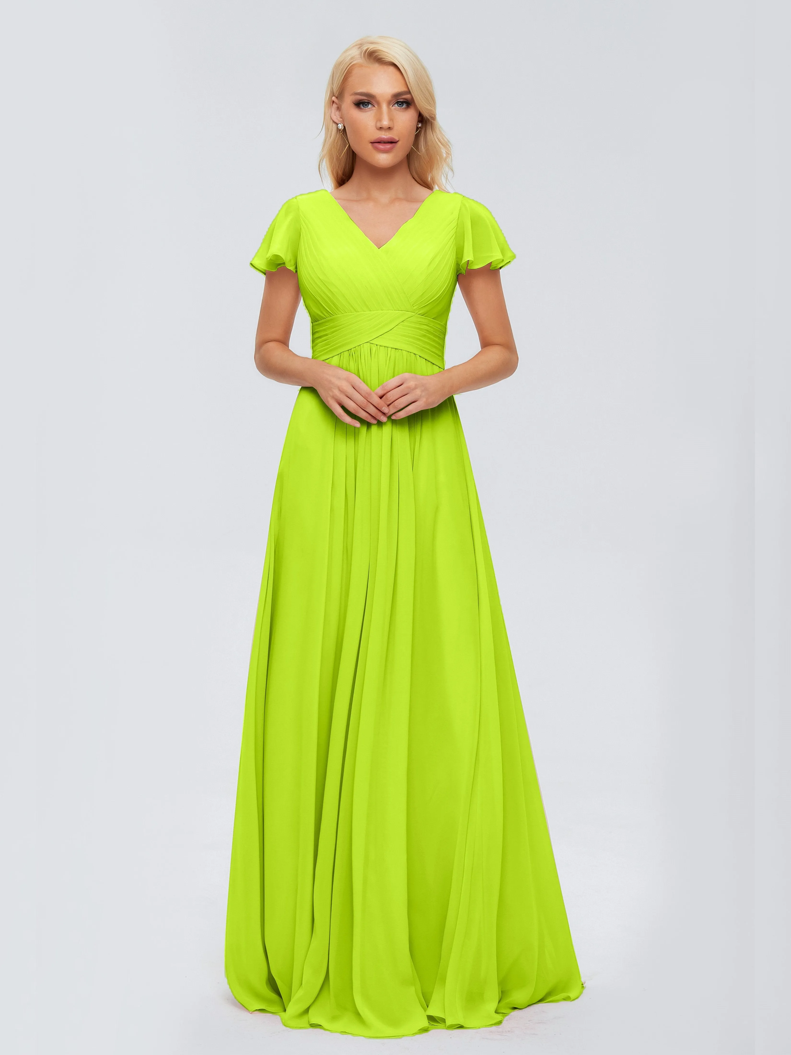 Charlie Cap Sleeves Elegant Chiffon Bridesmaid Dresses