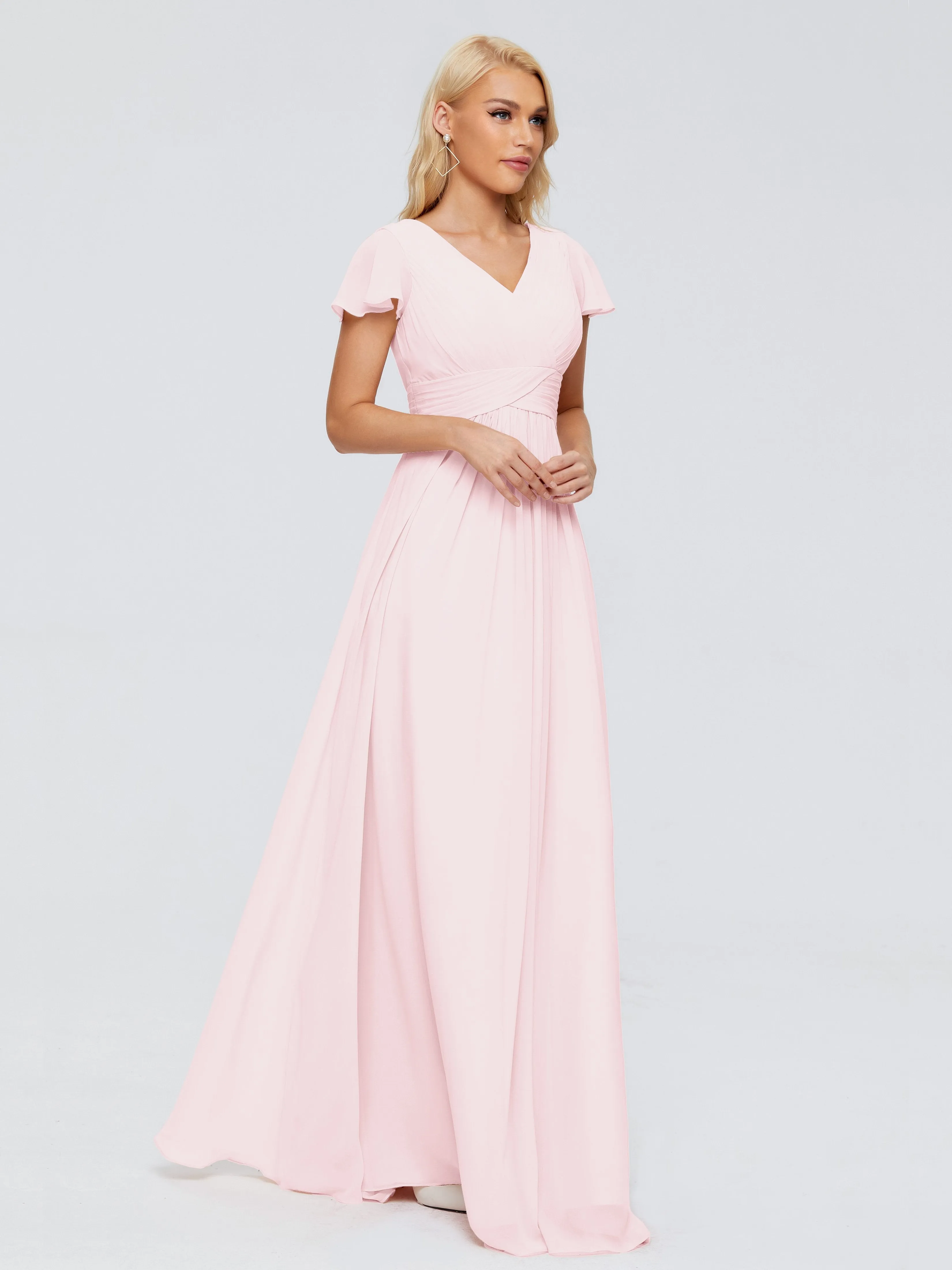 Charlie Cap Sleeves Elegant Chiffon Bridesmaid Dresses