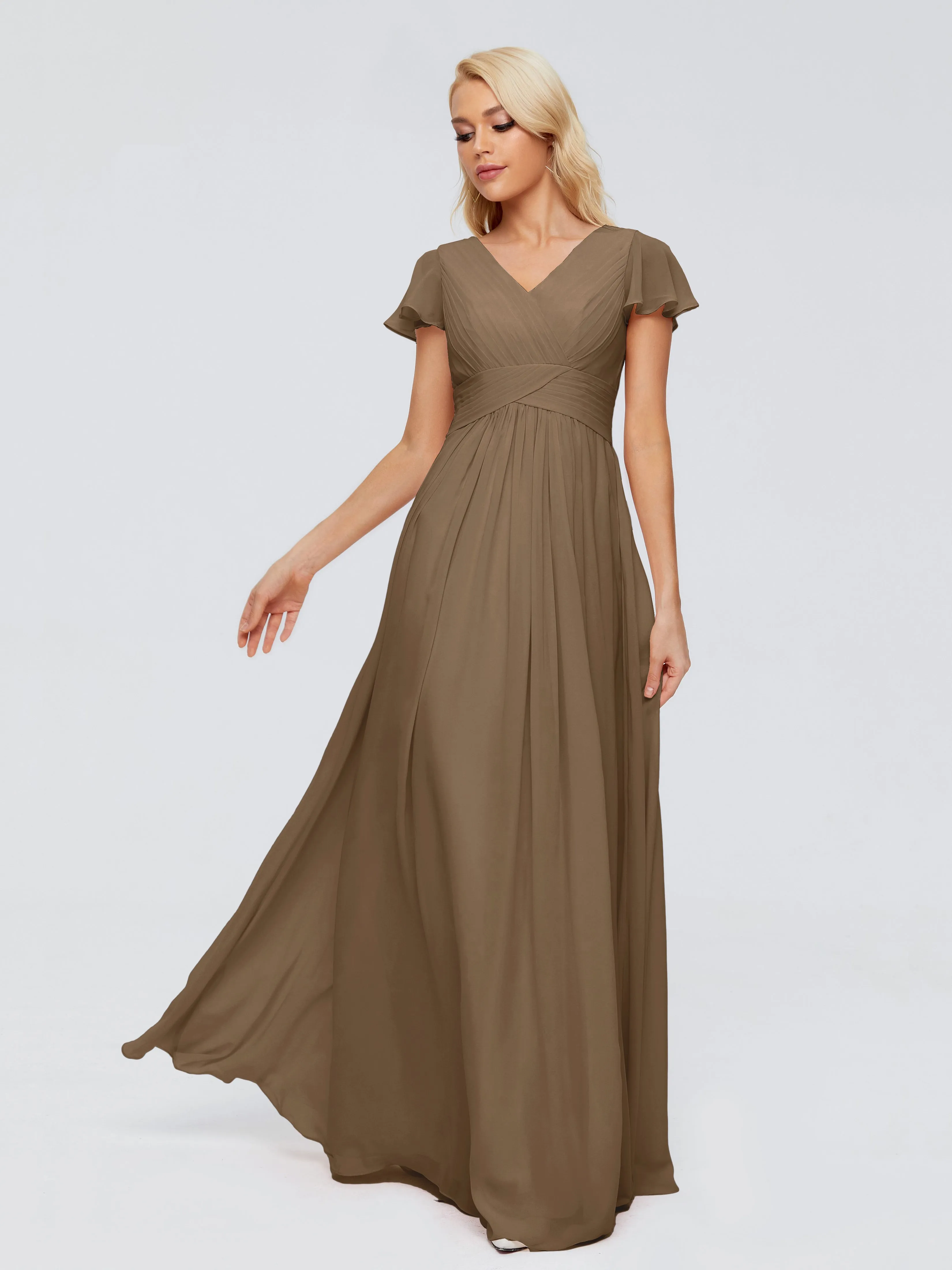 Charlie Cap Sleeves Elegant Chiffon Bridesmaid Dresses