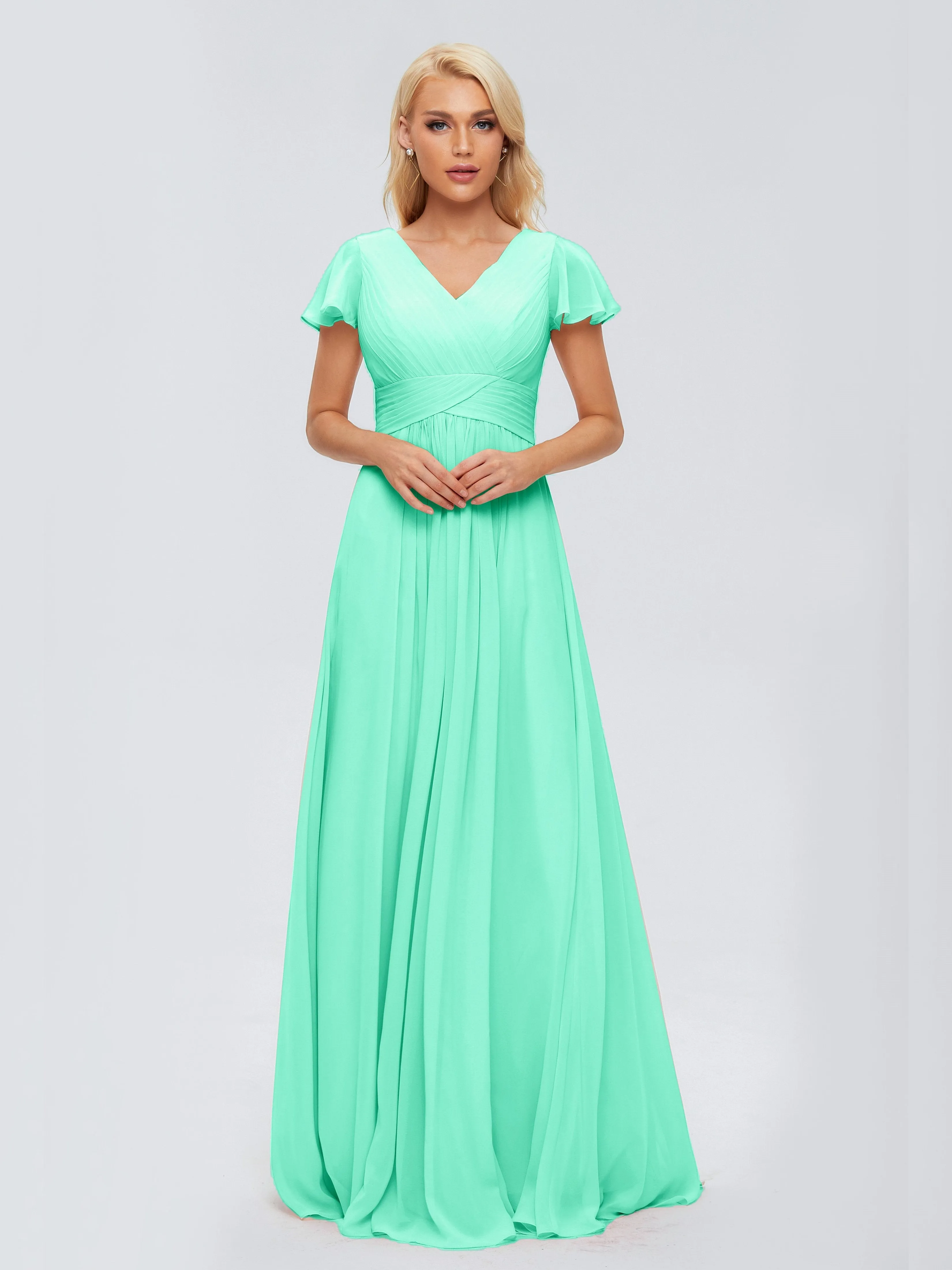 Charlie Cap Sleeves Elegant Chiffon Bridesmaid Dresses