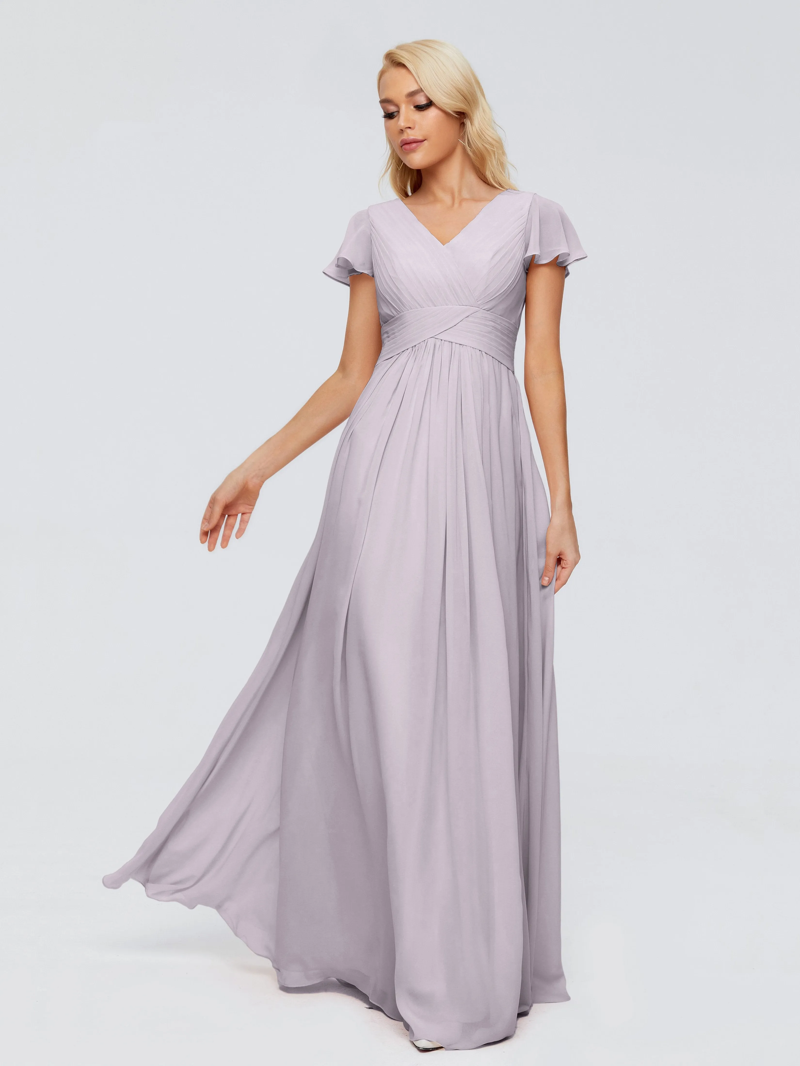 Charlie Cap Sleeves Elegant Chiffon Bridesmaid Dresses