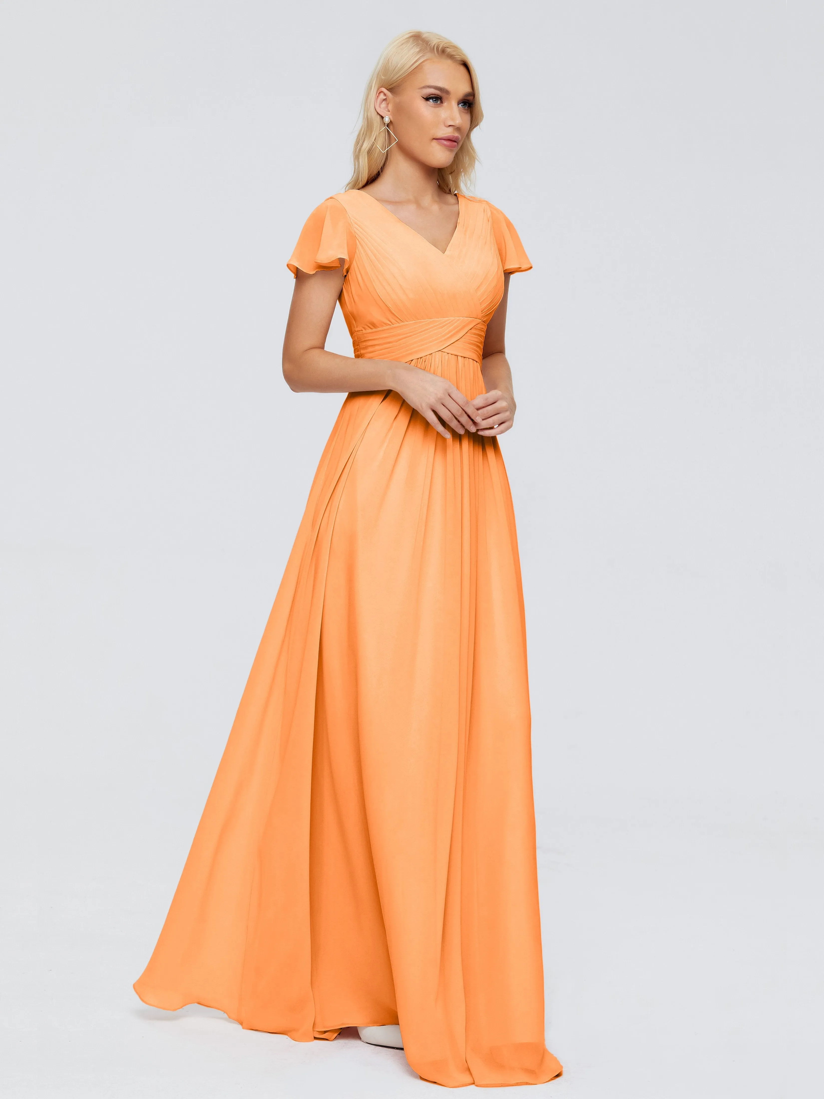 Charlie Cap Sleeves Elegant Chiffon Bridesmaid Dresses