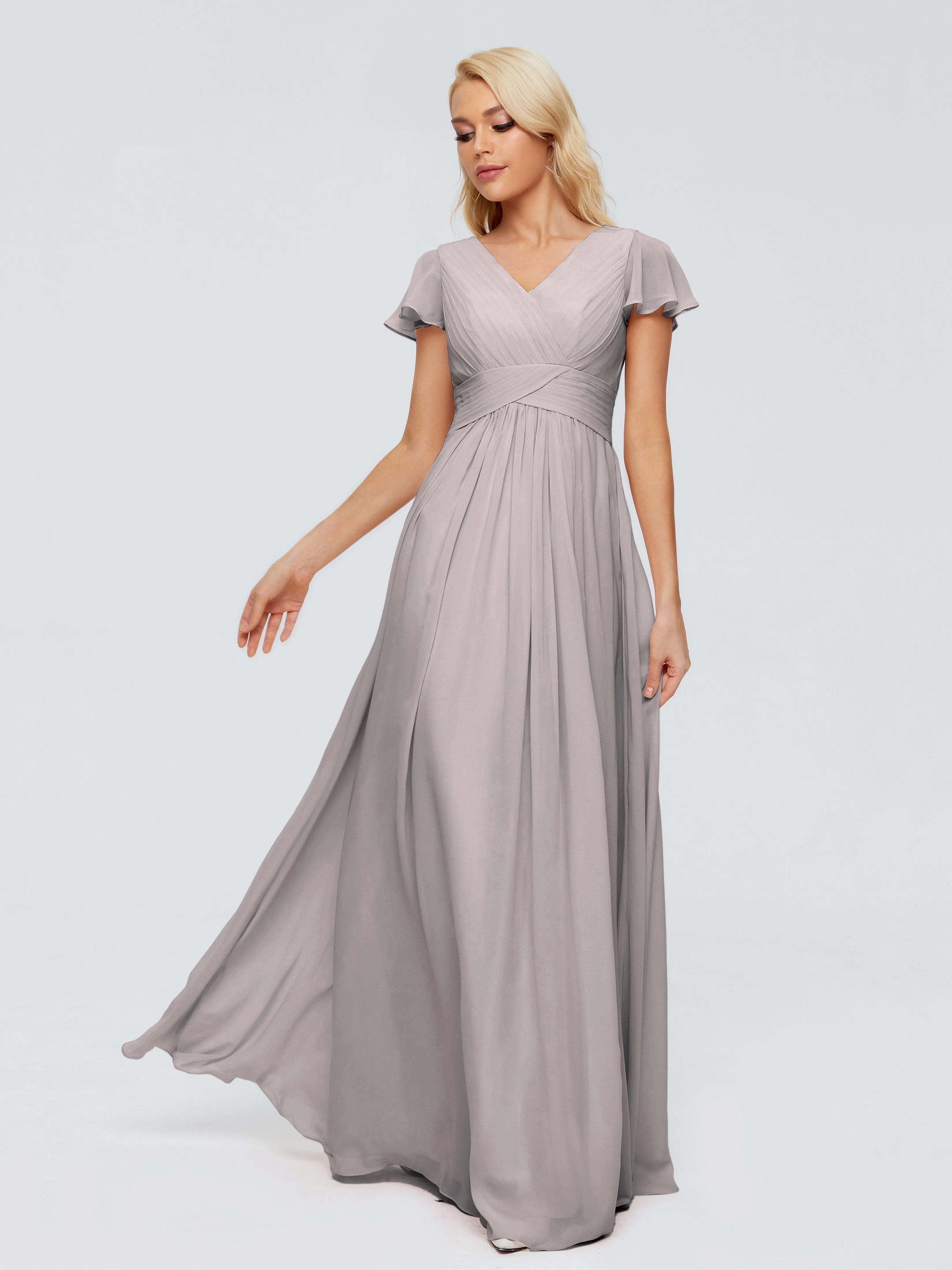 Charlie Cap Sleeves Elegant Chiffon Bridesmaid Dresses