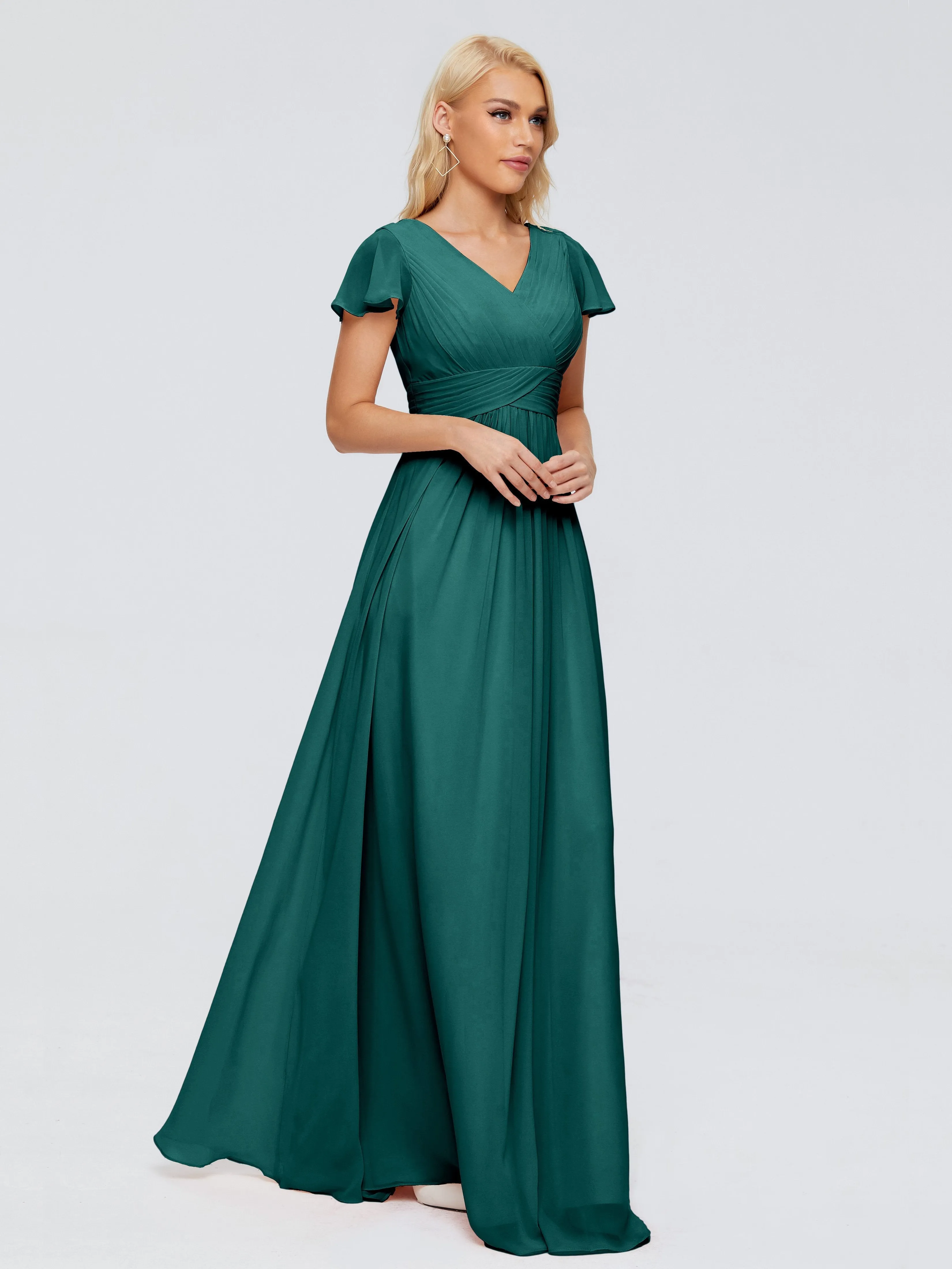 Charlie Cap Sleeves Elegant Chiffon Bridesmaid Dresses