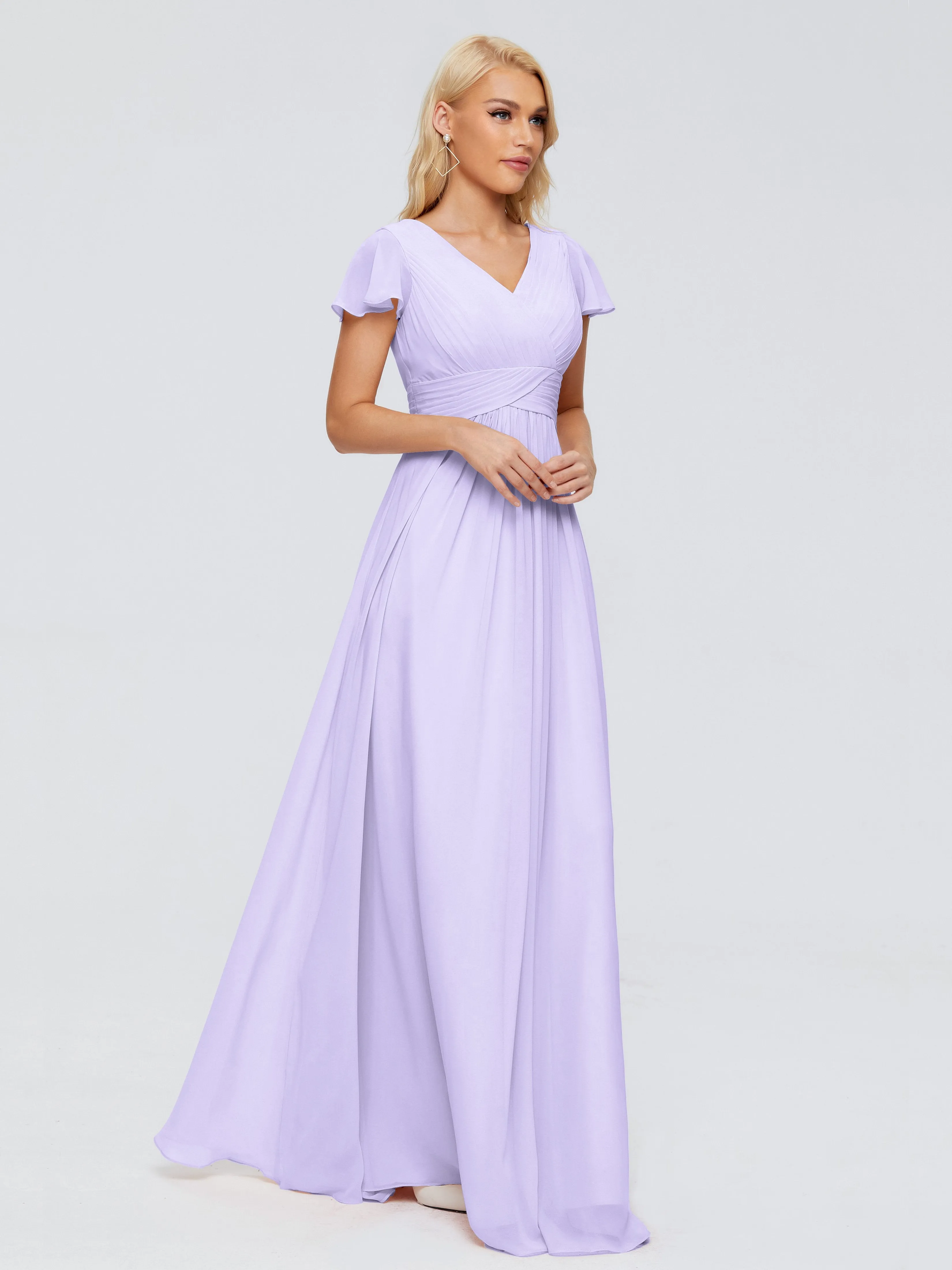 Charlie Cap Sleeves Elegant Chiffon Bridesmaid Dresses