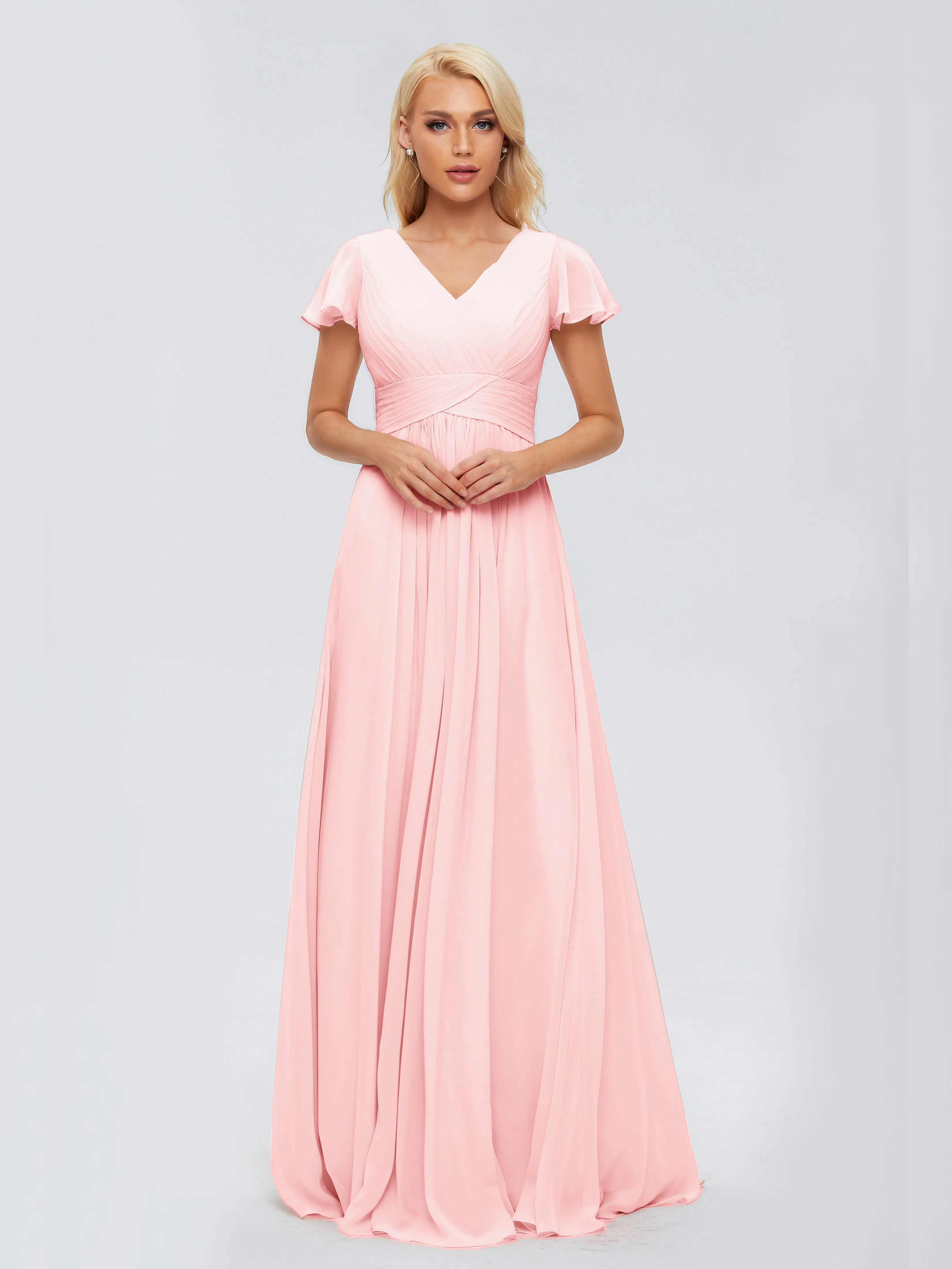 Charlie Cap Sleeves Elegant Chiffon Bridesmaid Dresses