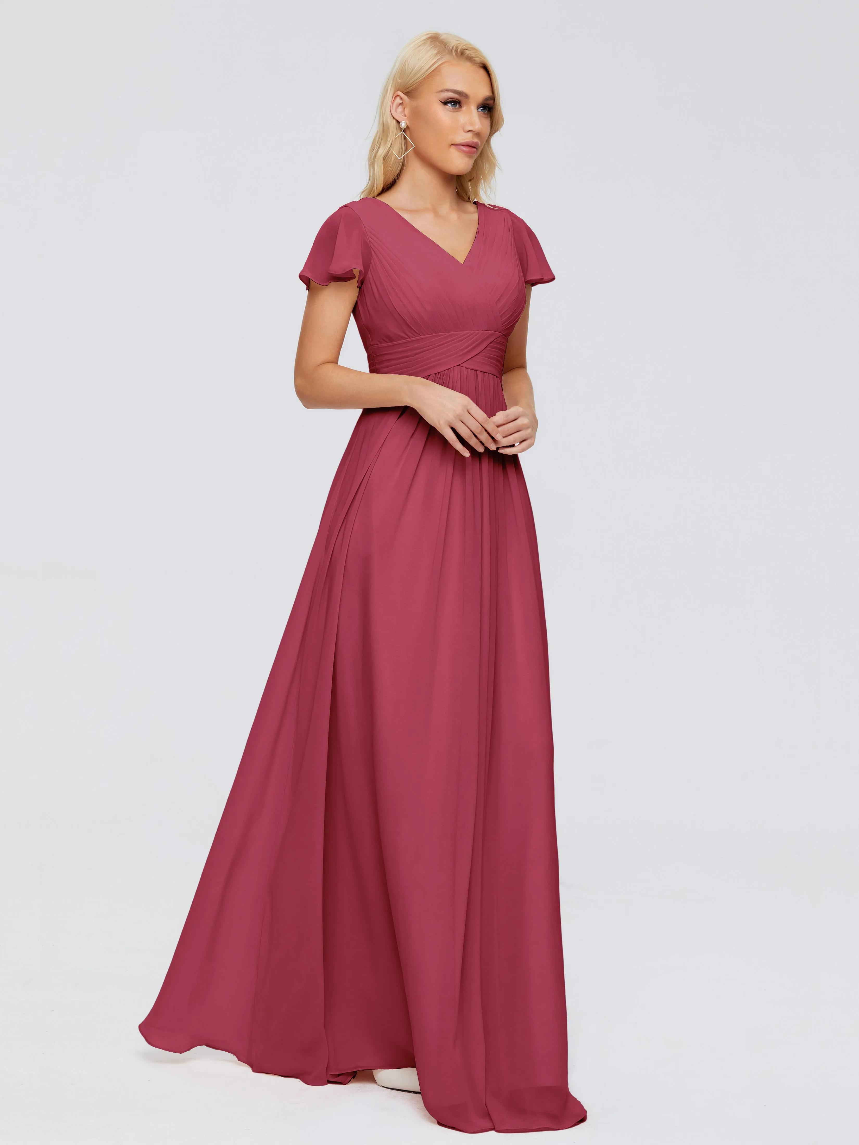 Charlie Cap Sleeves Elegant Chiffon Bridesmaid Dresses