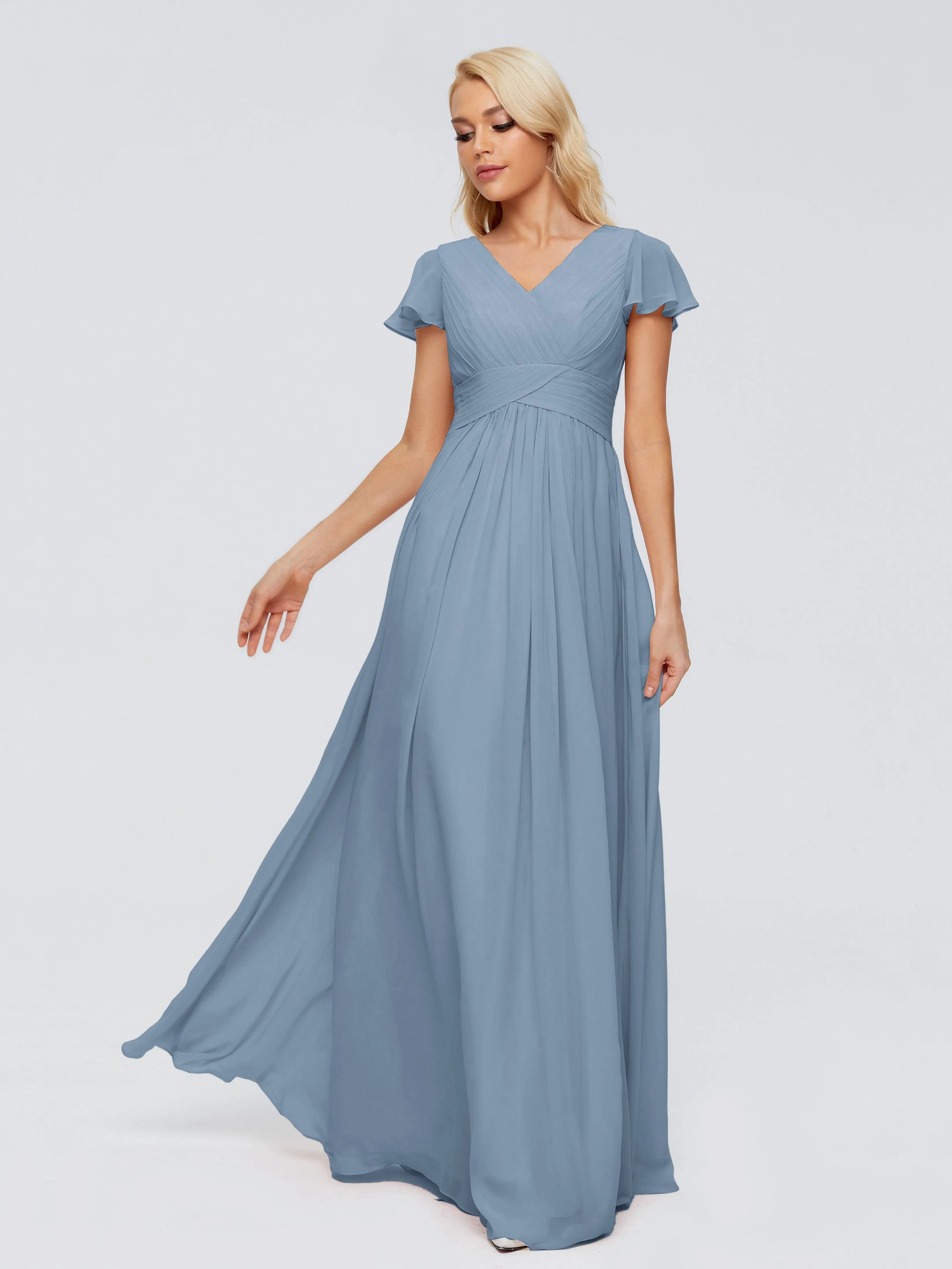 Charlie Cap Sleeves Elegant Chiffon Bridesmaid Dresses