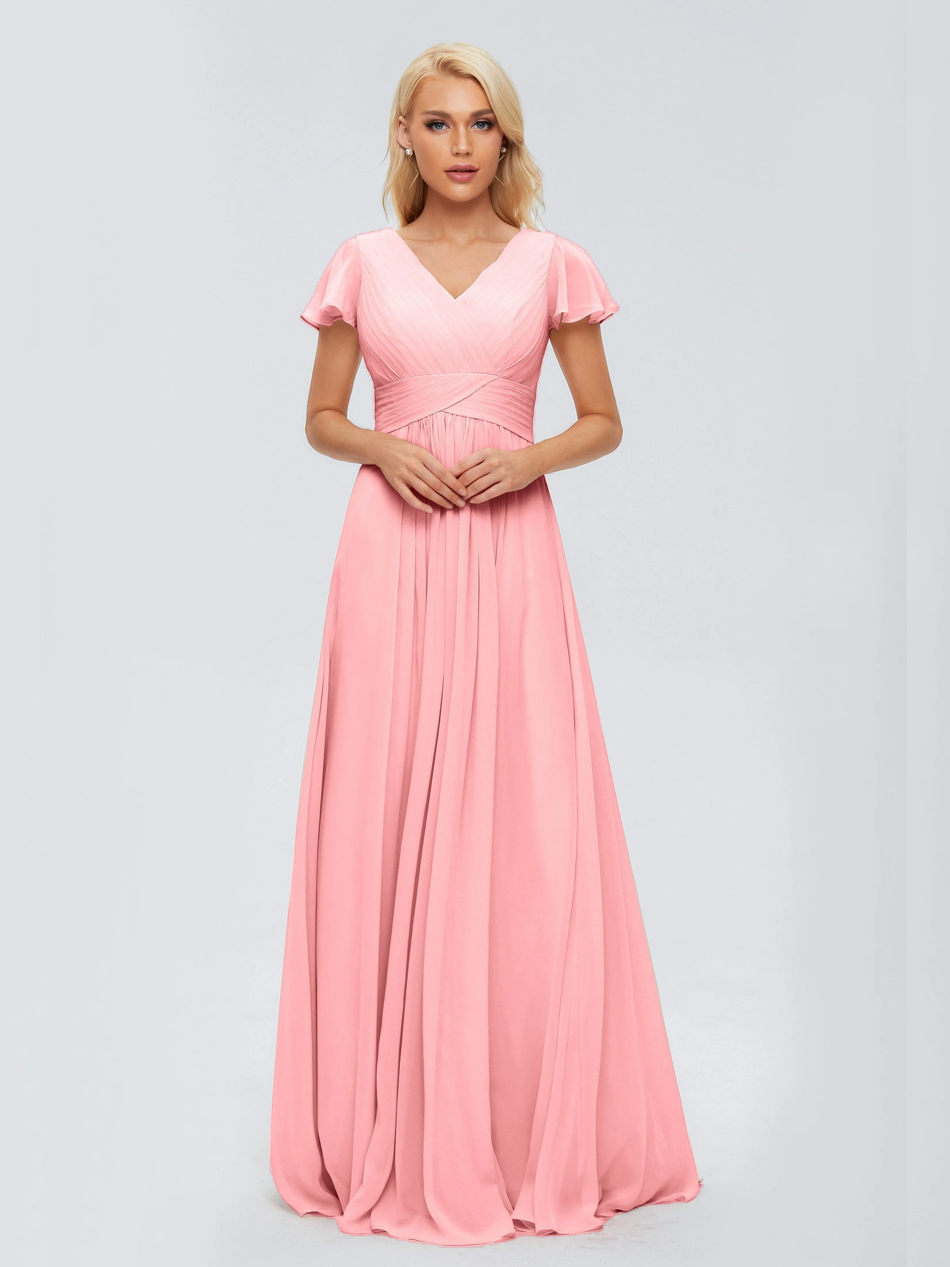 Charlie Cap Sleeves Elegant Chiffon Bridesmaid Dresses