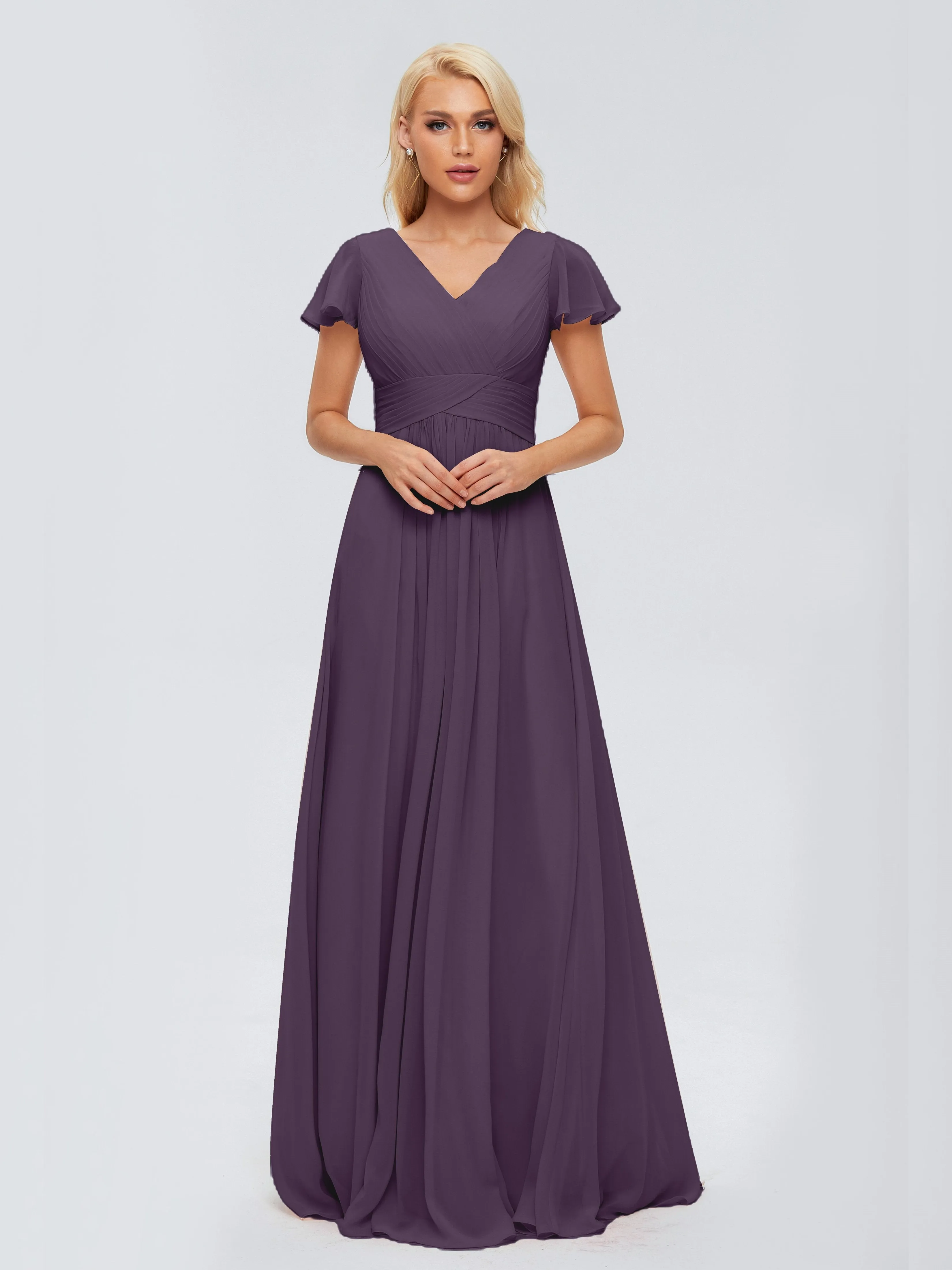 Charlie Cap Sleeves Elegant Chiffon Bridesmaid Dresses