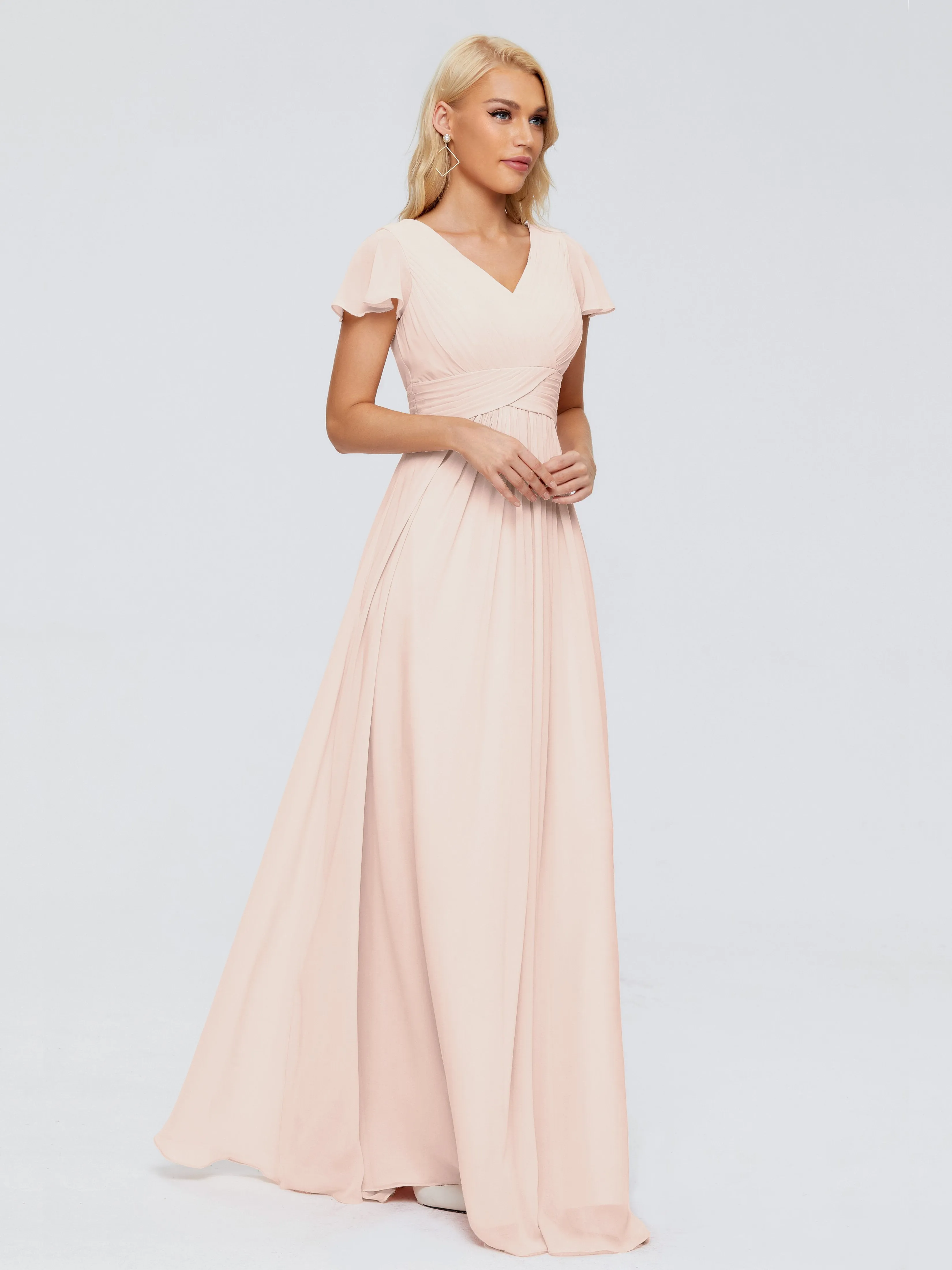Charlie Cap Sleeves Elegant Chiffon Bridesmaid Dresses