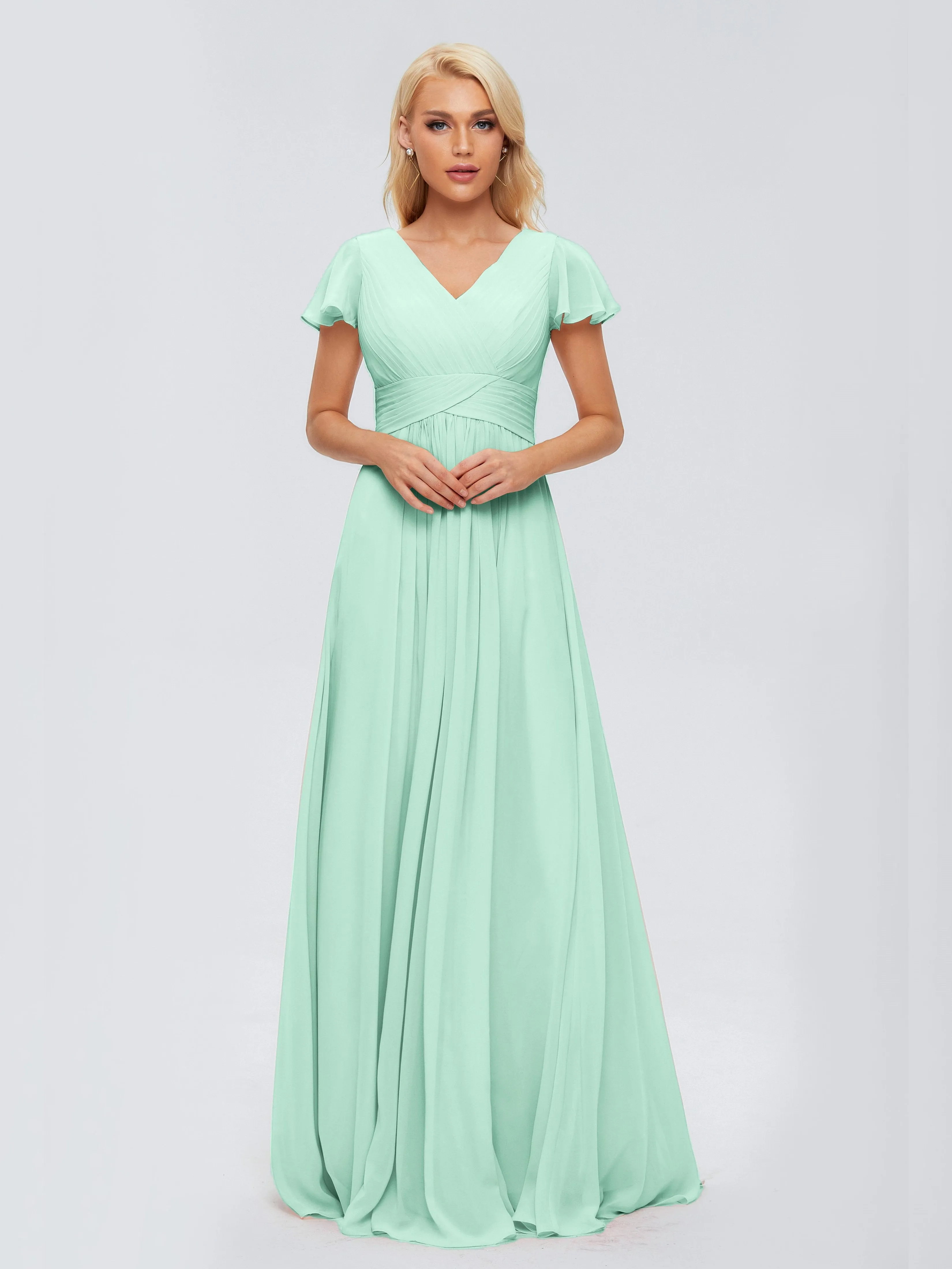 Charlie Cap Sleeves Elegant Chiffon Bridesmaid Dresses