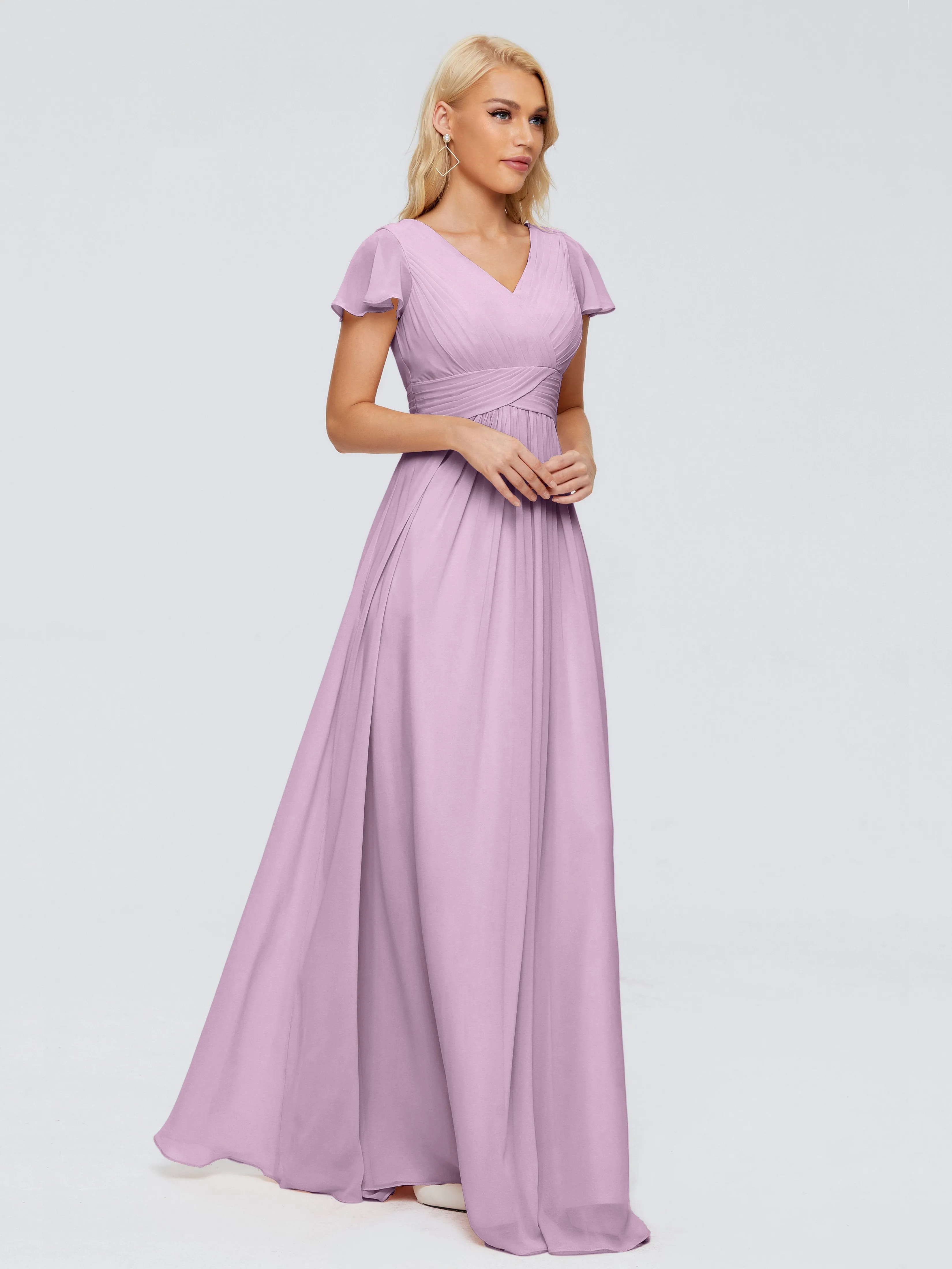 Charlie Cap Sleeves Elegant Chiffon Bridesmaid Dresses