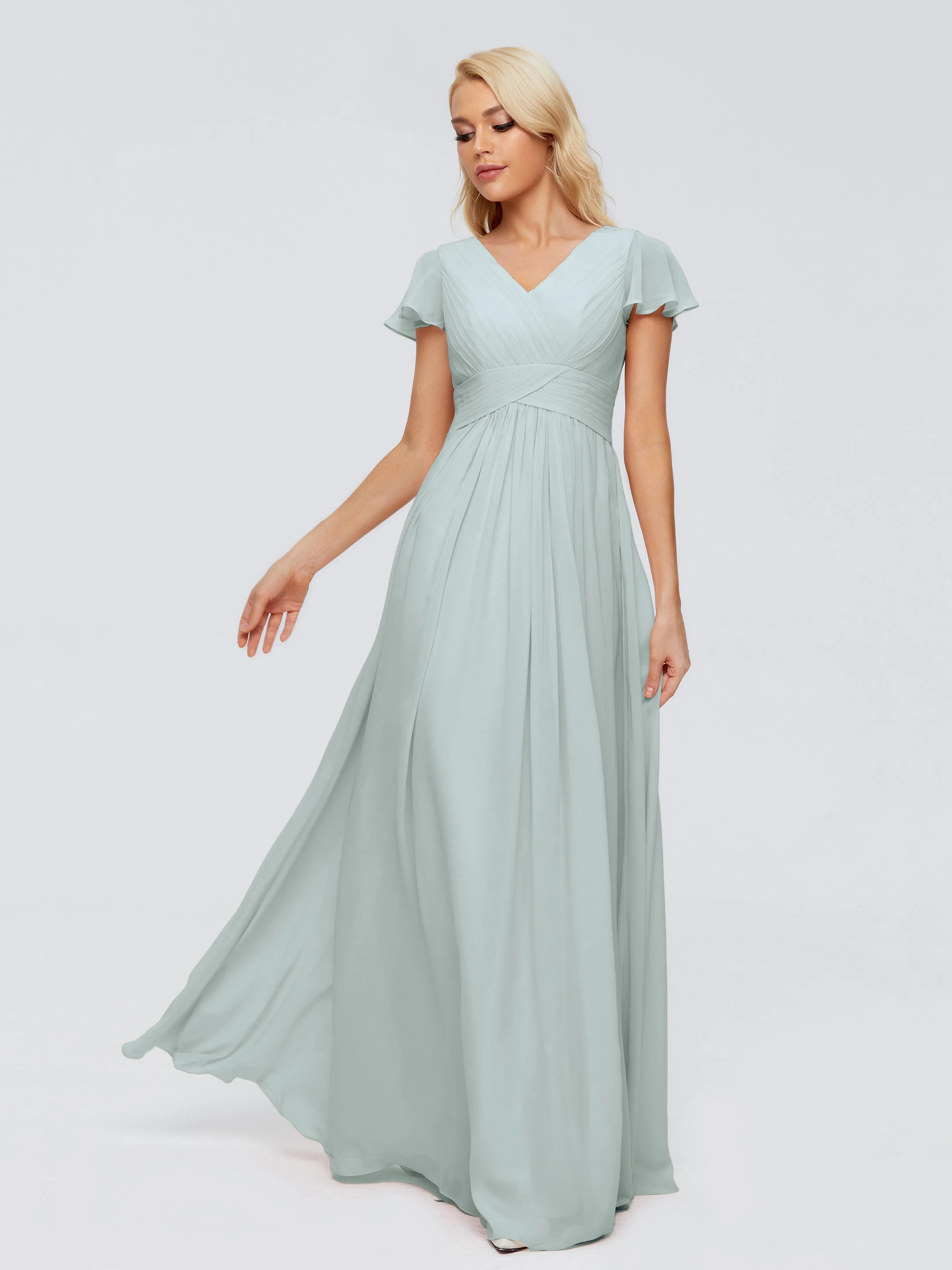Charlie Cap Sleeves Elegant Chiffon Bridesmaid Dresses