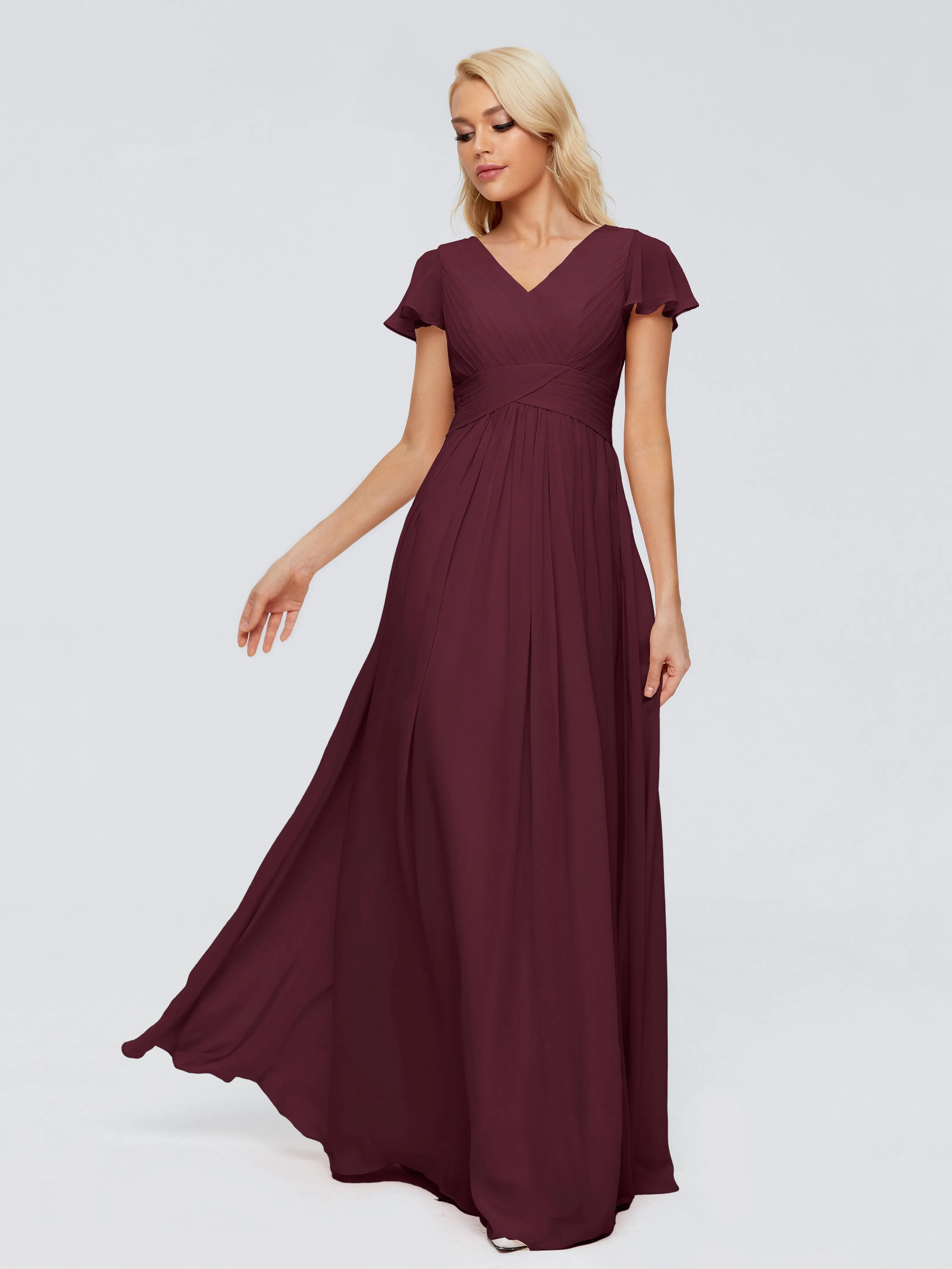 Charlie Cap Sleeves Elegant Chiffon Bridesmaid Dresses