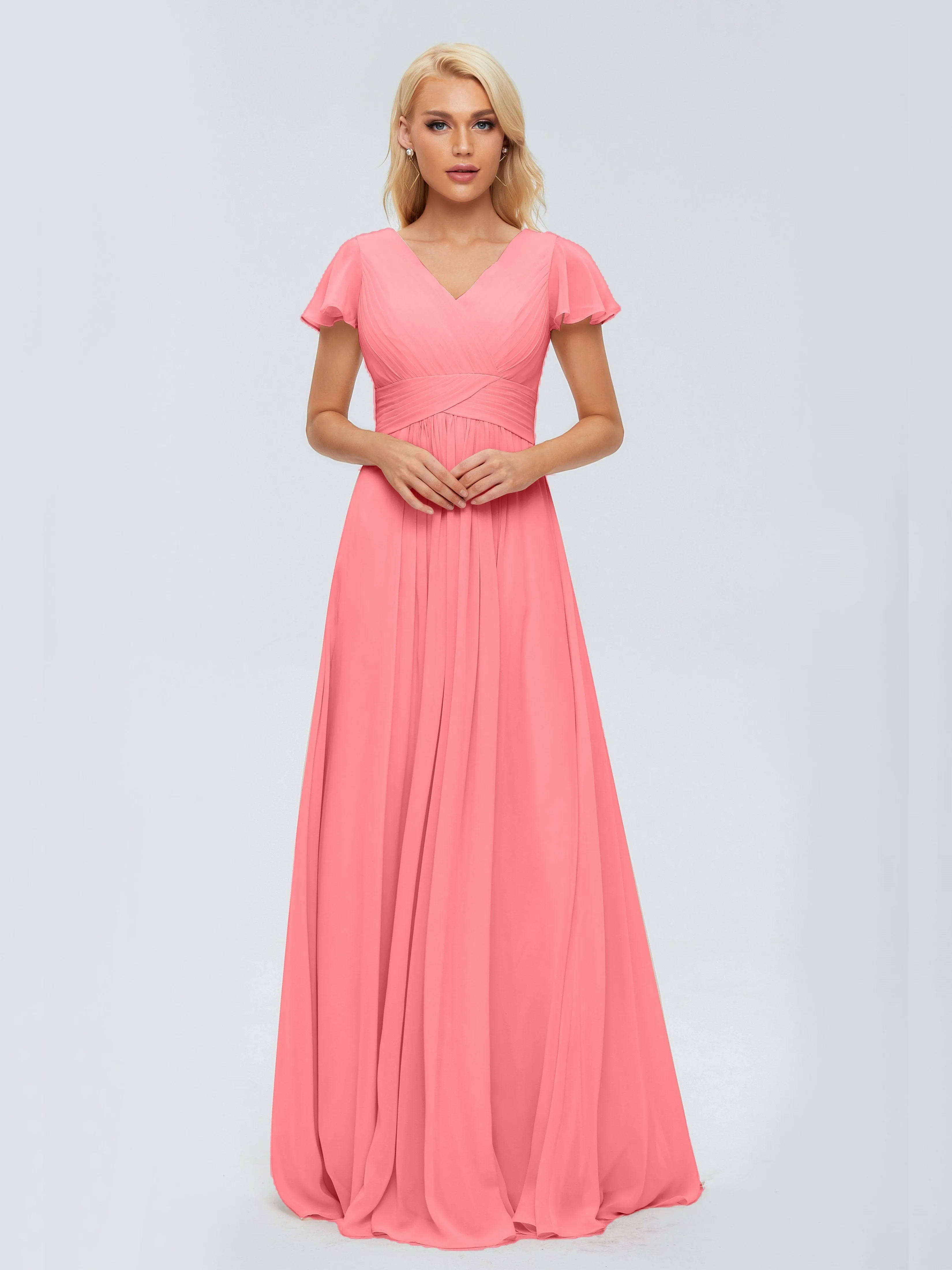 Charlie Cap Sleeves Elegant Chiffon Bridesmaid Dresses