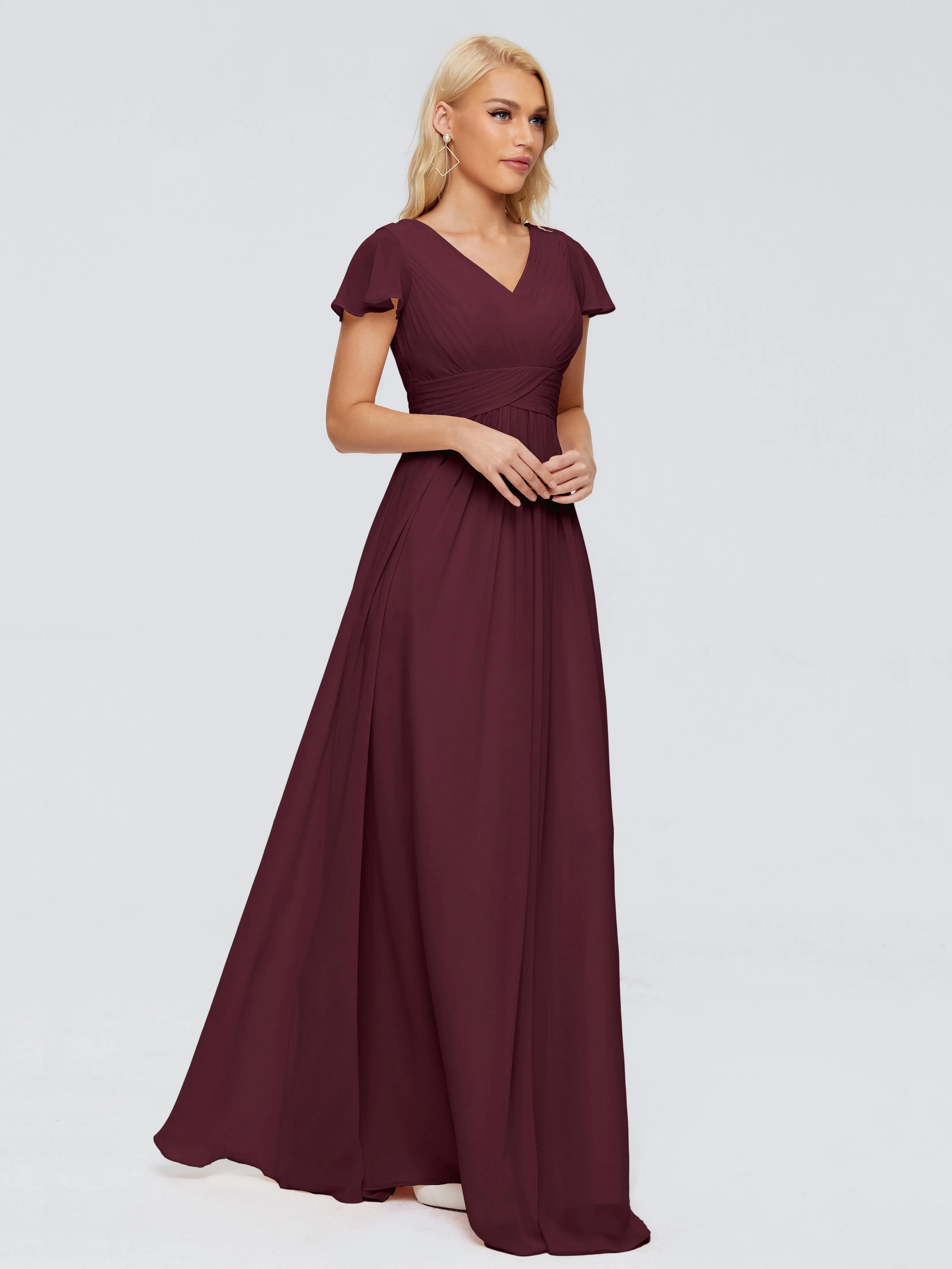 Charlie Cap Sleeves Elegant Chiffon Bridesmaid Dresses