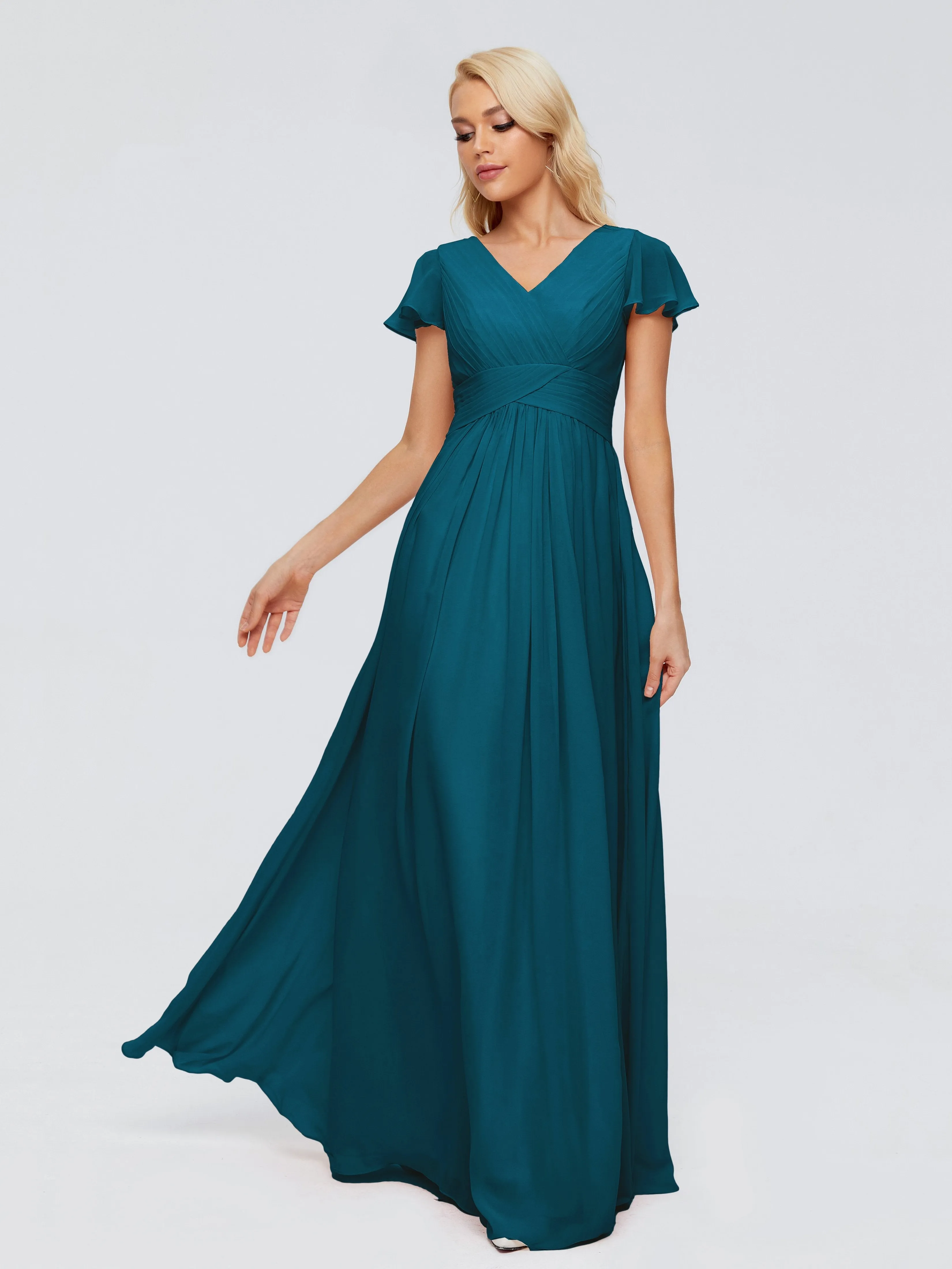 Charlie Cap Sleeves Elegant Chiffon Bridesmaid Dresses