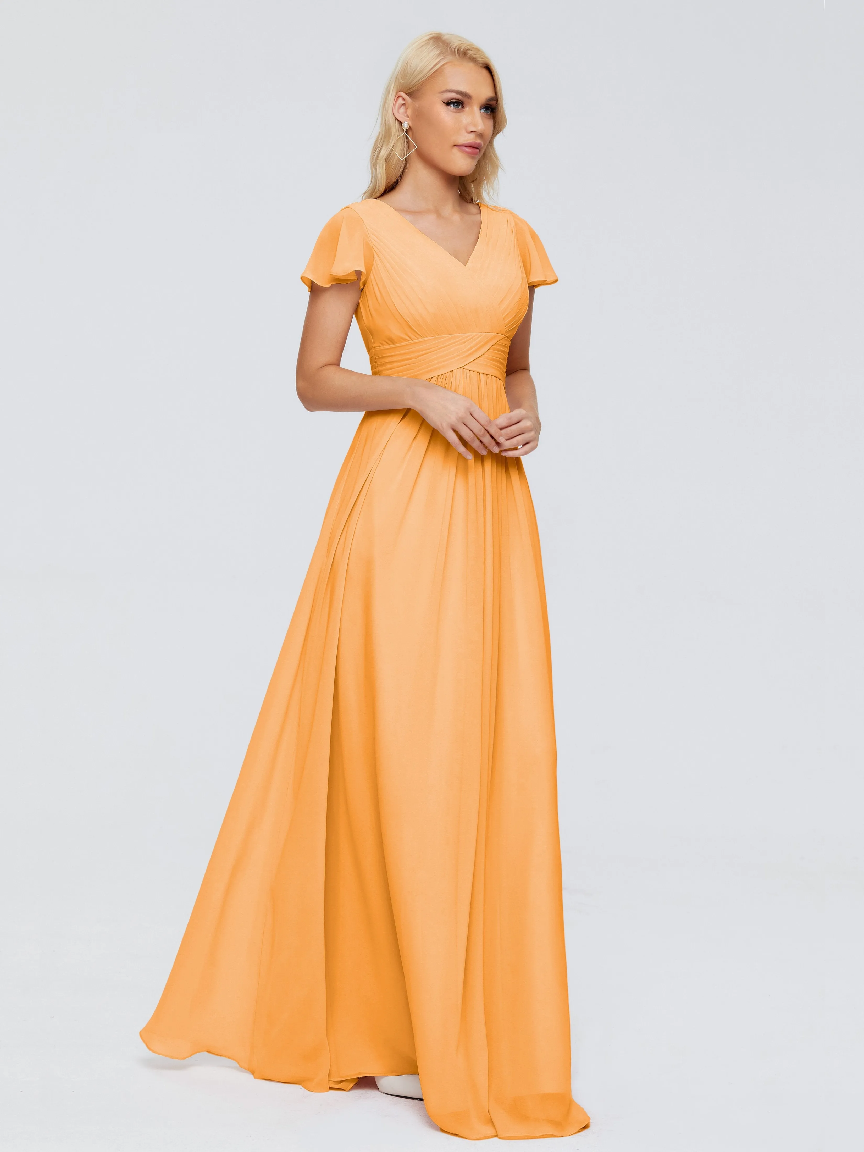 Charlie Cap Sleeves Elegant Chiffon Bridesmaid Dresses