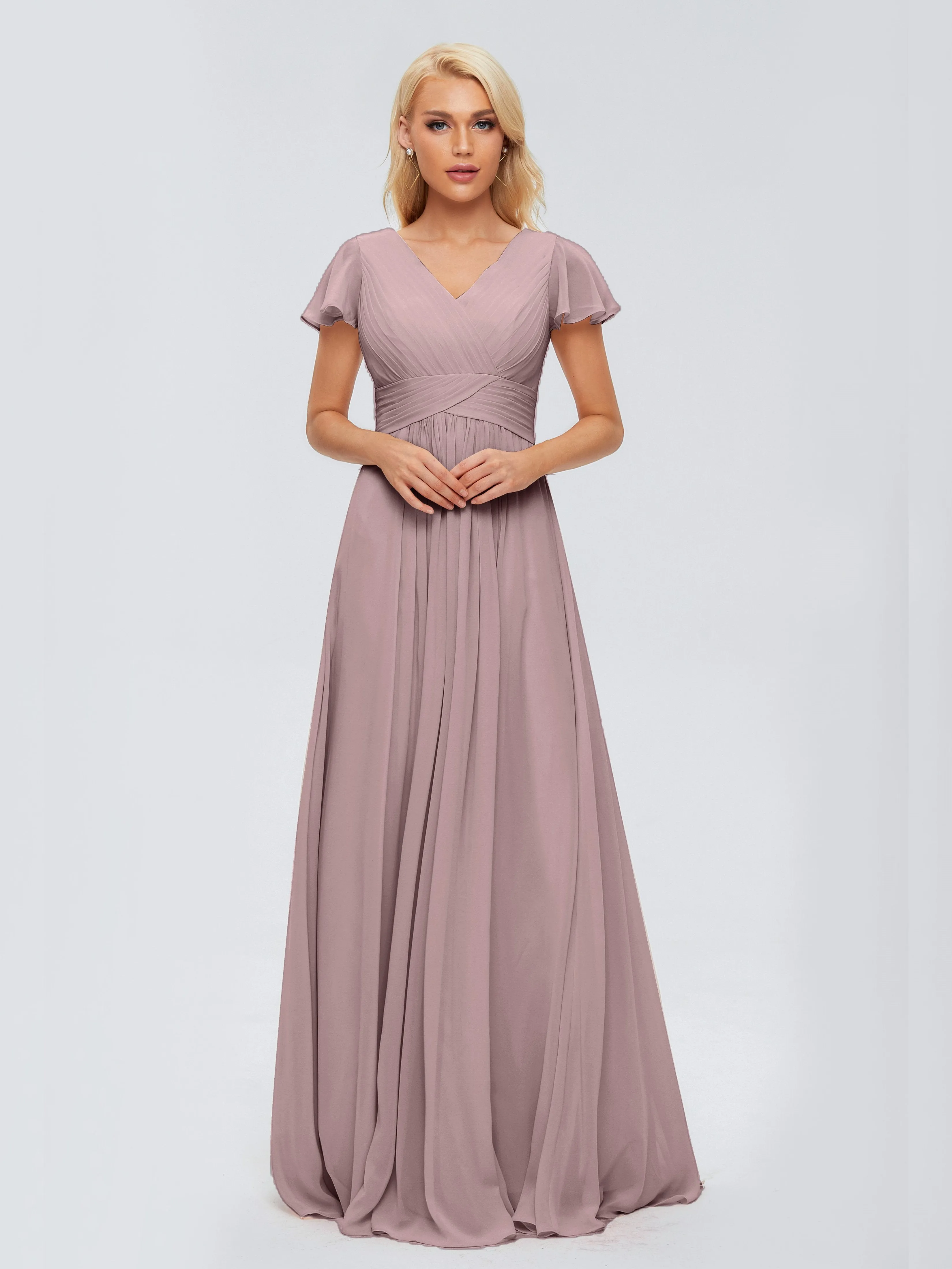Charlie Cap Sleeves Elegant Chiffon Bridesmaid Dresses