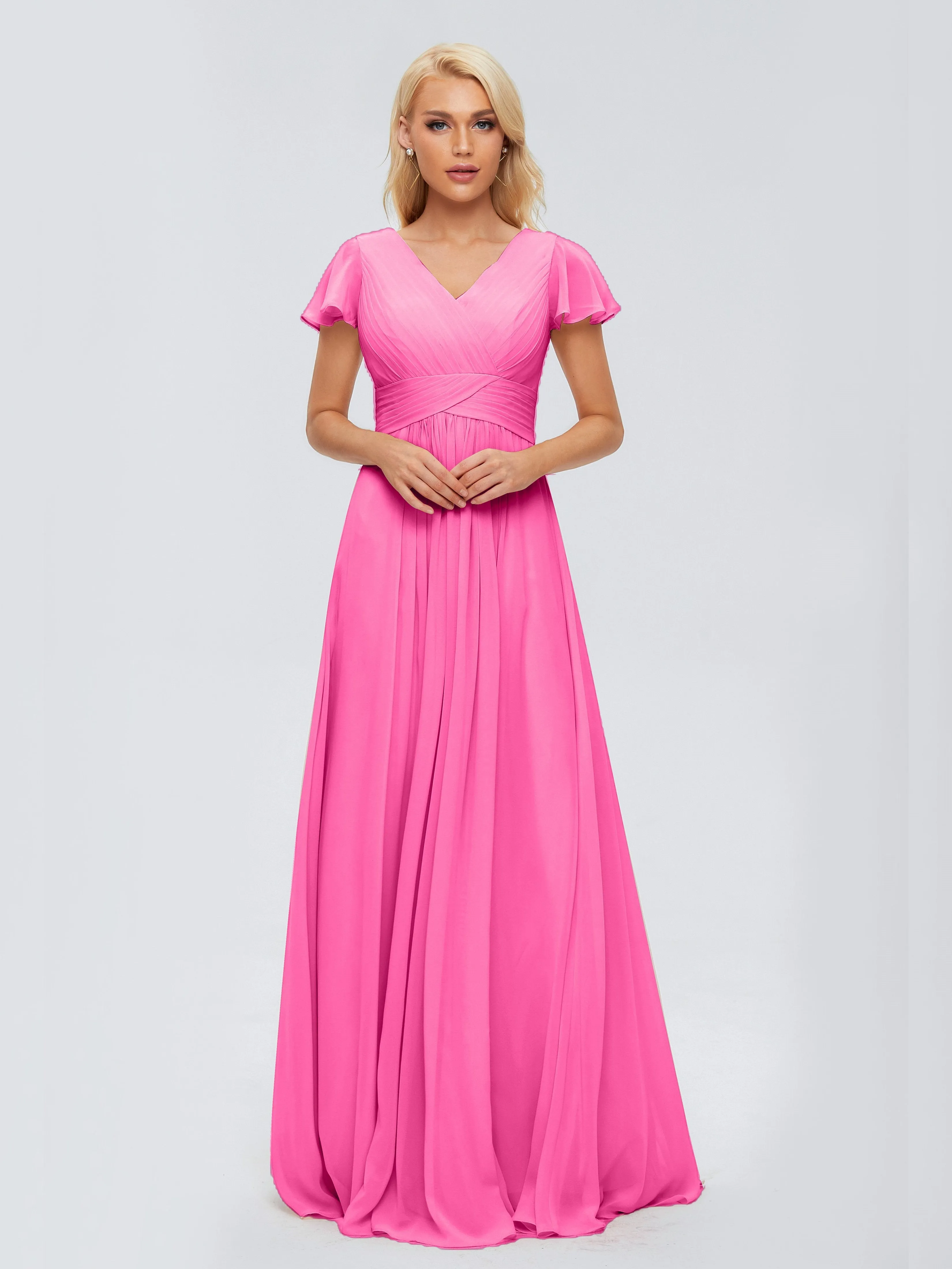 Charlie Cap Sleeves Elegant Chiffon Bridesmaid Dresses
