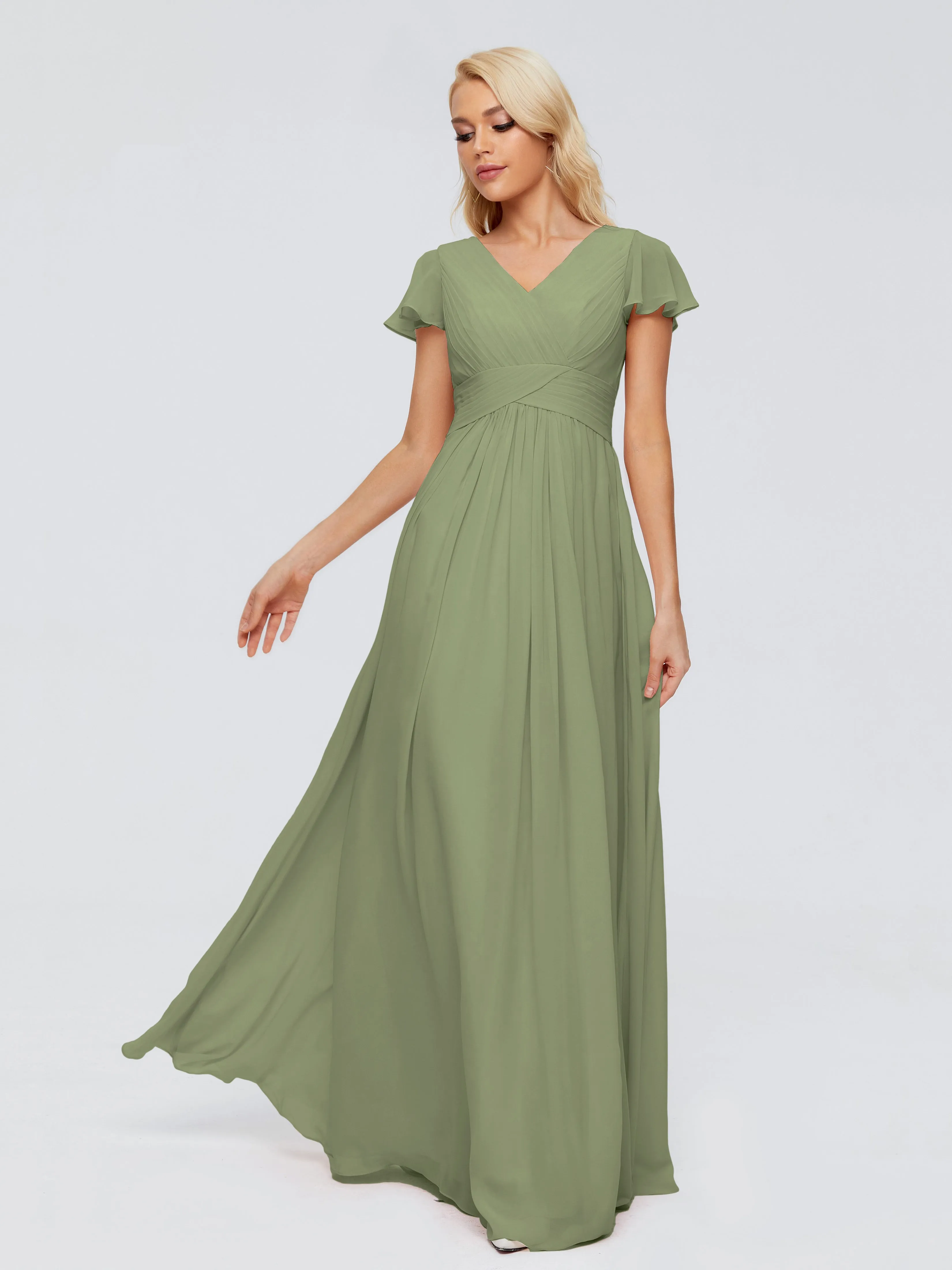 Charlie Cap Sleeves Elegant Chiffon Bridesmaid Dresses